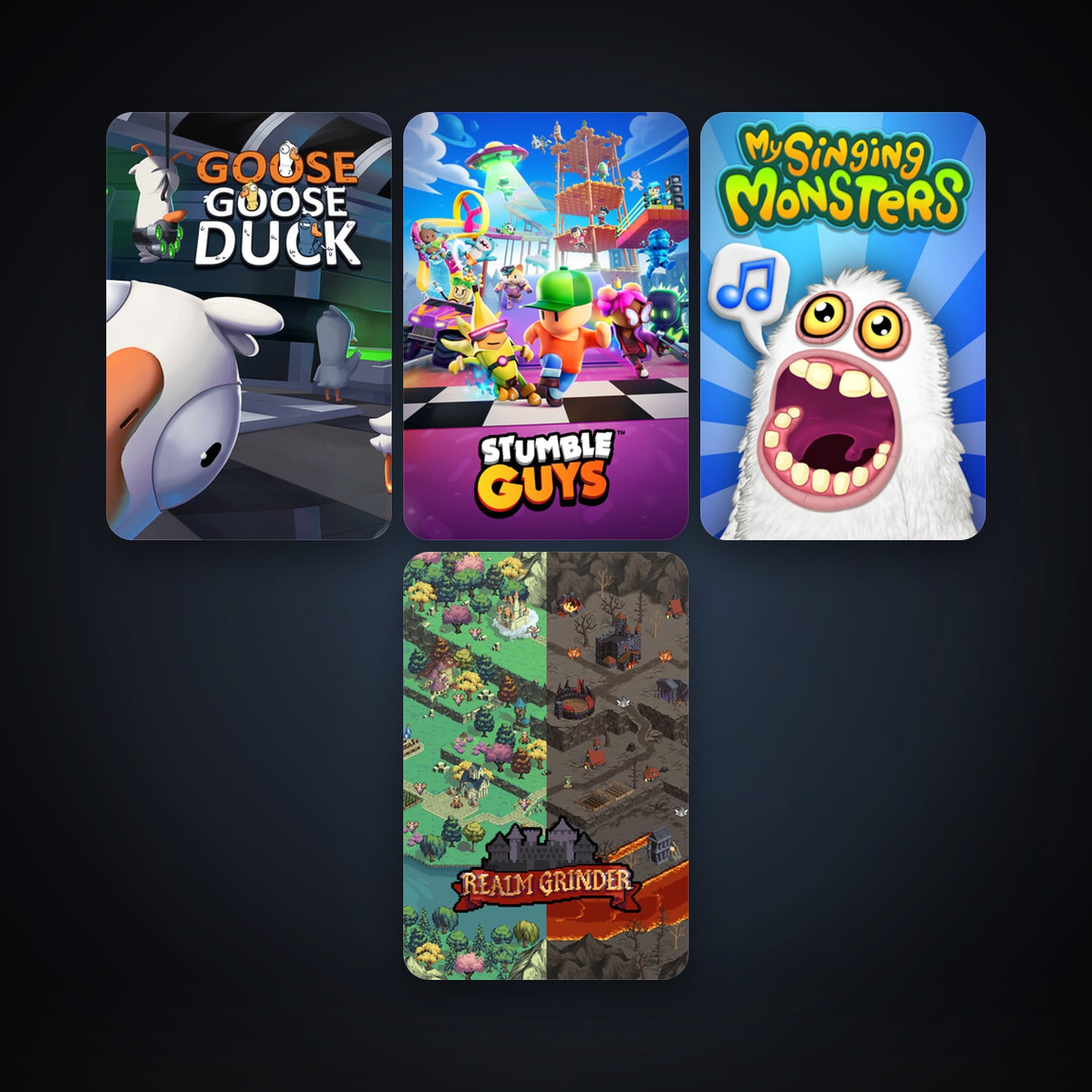 Realm Grinder + My Singing Monsters, 13 games, clean — HabibiAccounts