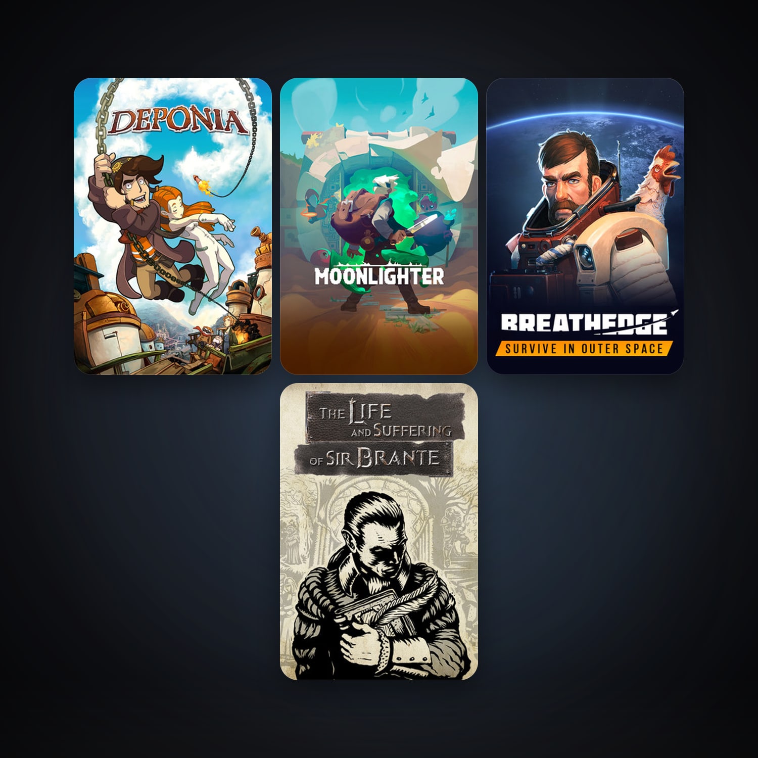 Deponia + Moonlighter, 6 games, clean — HabibiAccounts