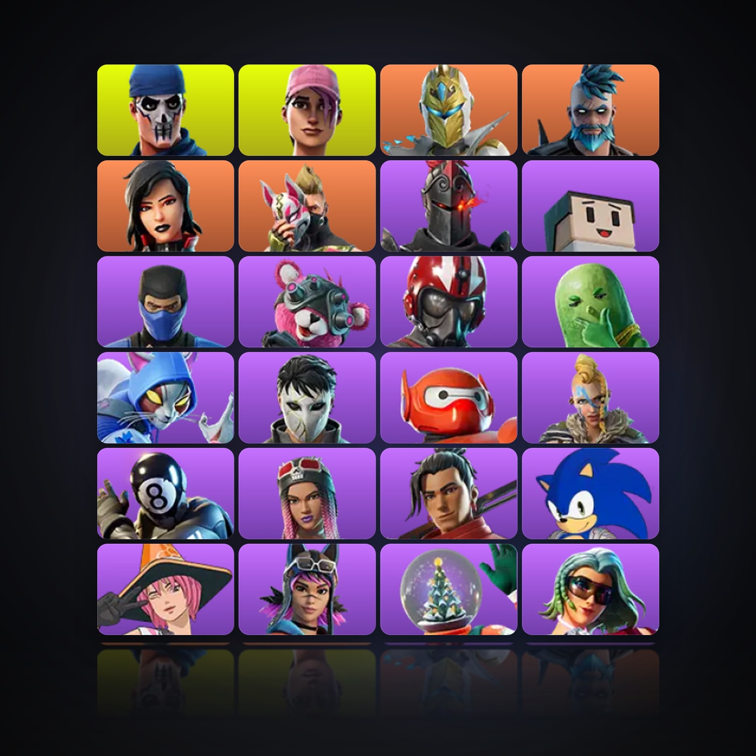 Fortnite locker — 46 skins — 1.1K V-Bucks — lvl 684 — HabibiAccounts