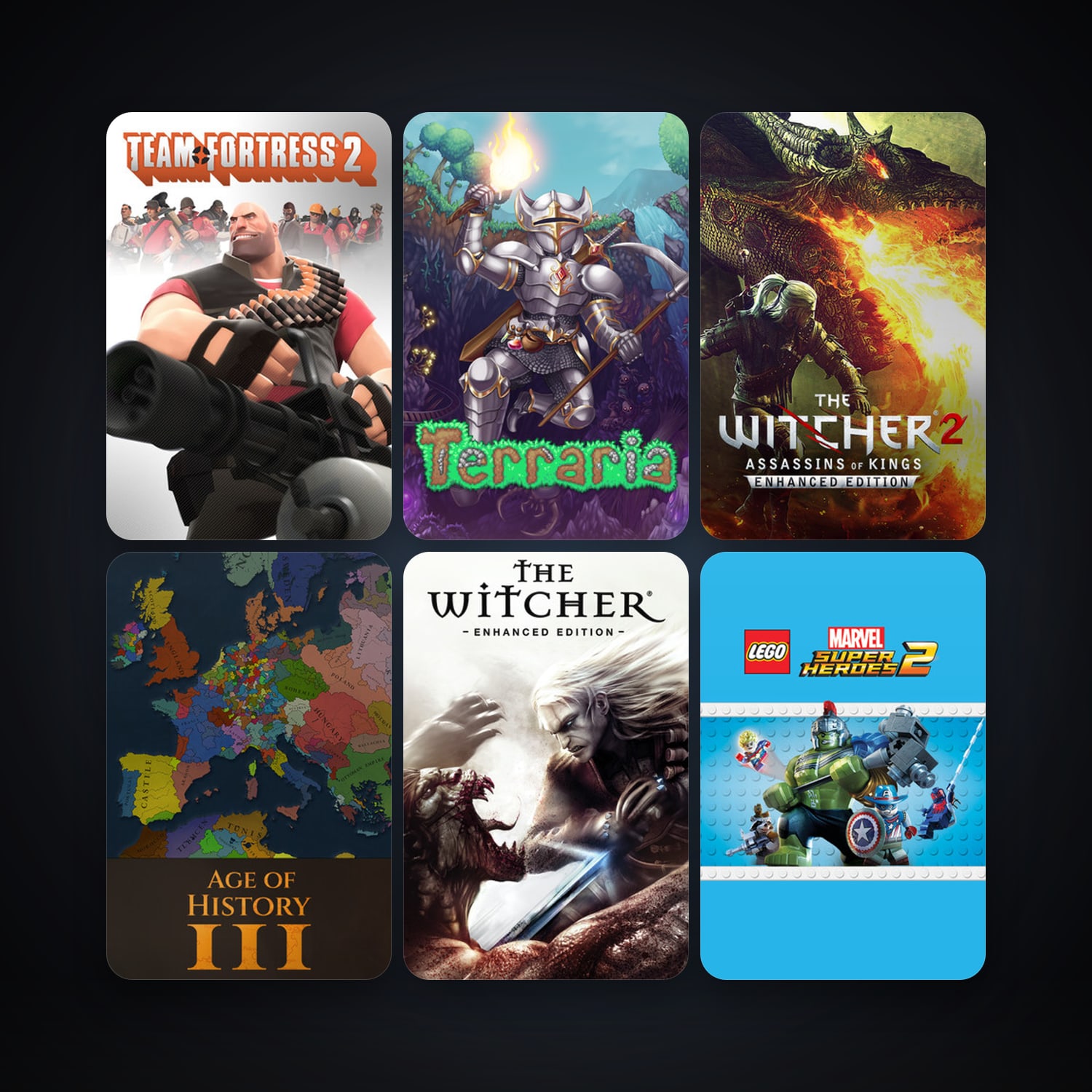 Team Fortress 2 + The Witcher: Enhanced Edition Director's Cut, 29 games, clean — HabibiAccounts