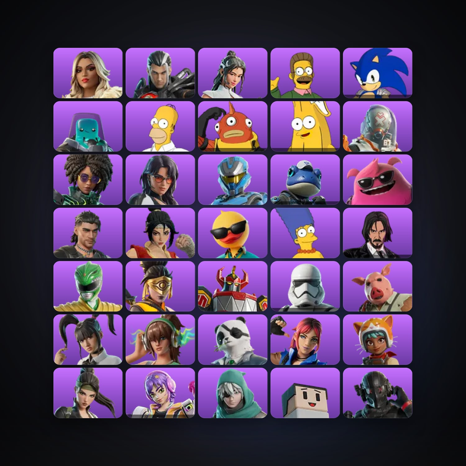 Fortnite locker — 38 skins — 400 V-Bucks — lvl 683 — HabibiAccounts