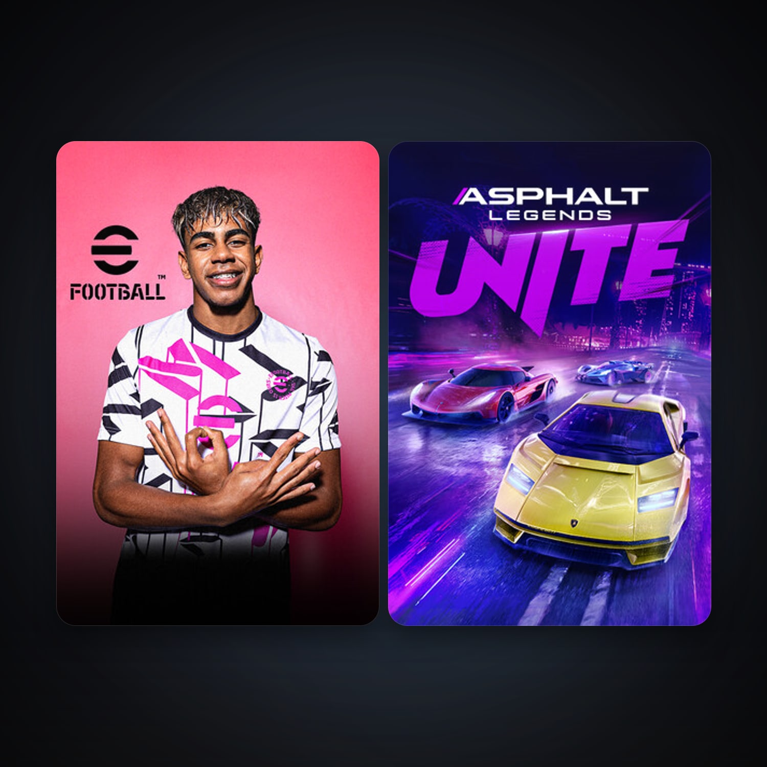 eFootball 2024 + Asphalt Legends Unite, 4 games, clean — HabibiAccounts
