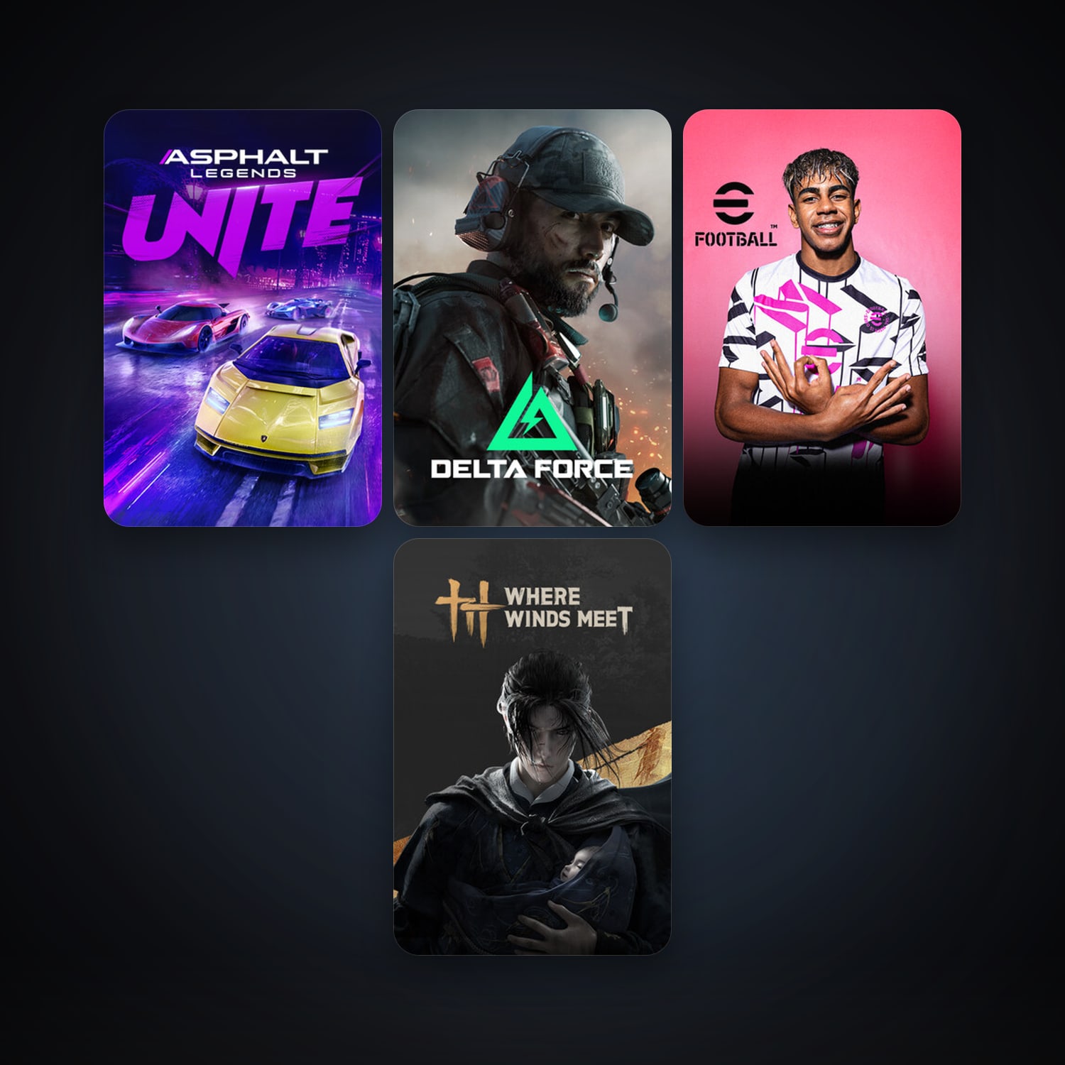 eFootball 2024 + Asphalt Legends Unite, 4 games, clean — HabibiAccounts