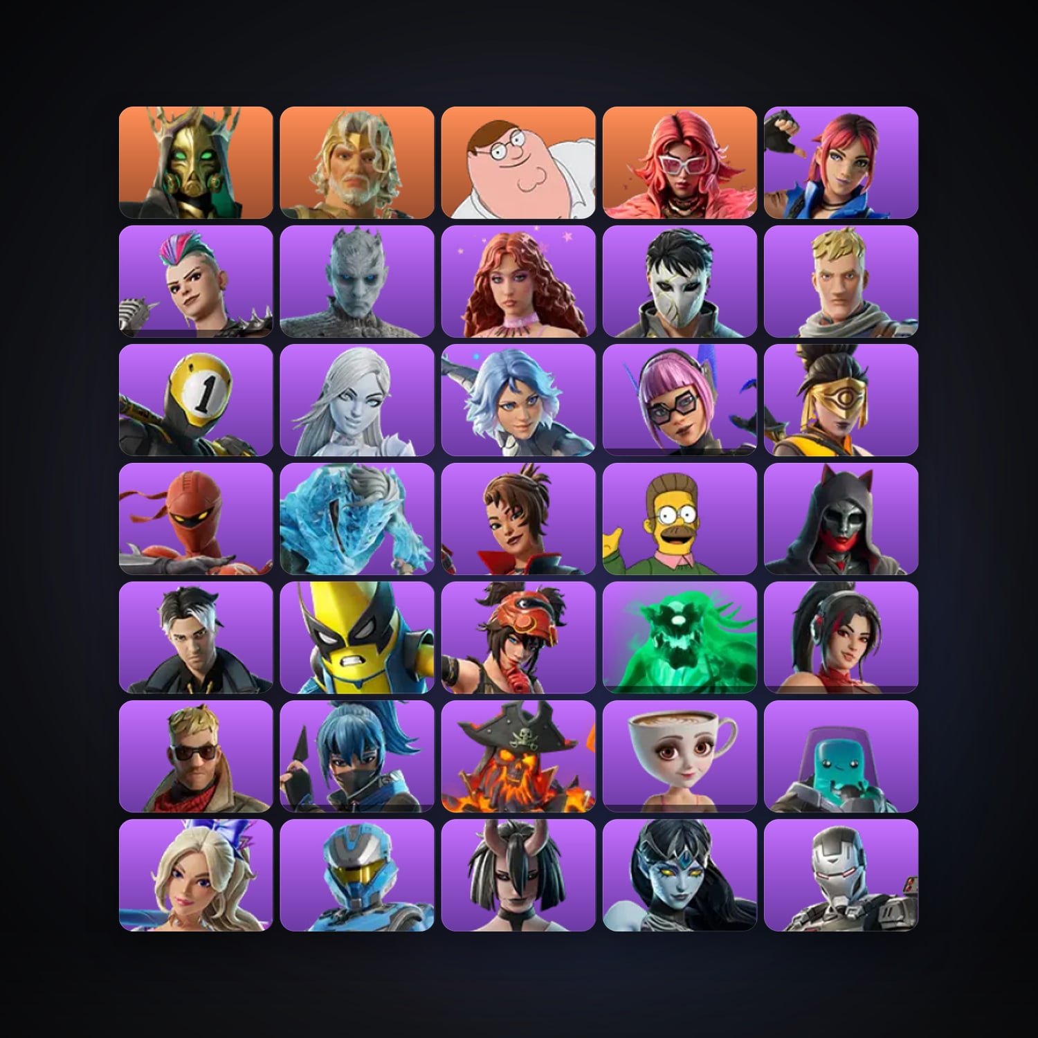 Fortnite locker — 139 skins — 3.1K V-Bucks — lvl 1428 — HabibiAccounts