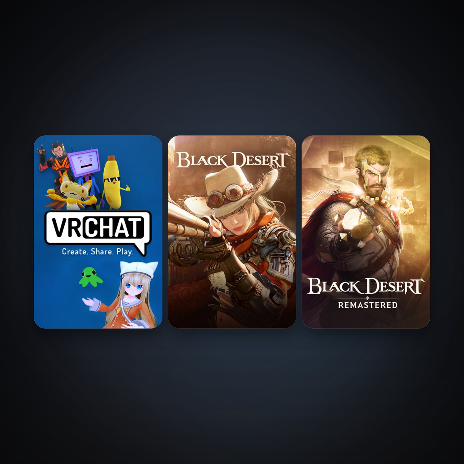VRChat + Black Desert Online, 4 games, clean — HabibiAccounts