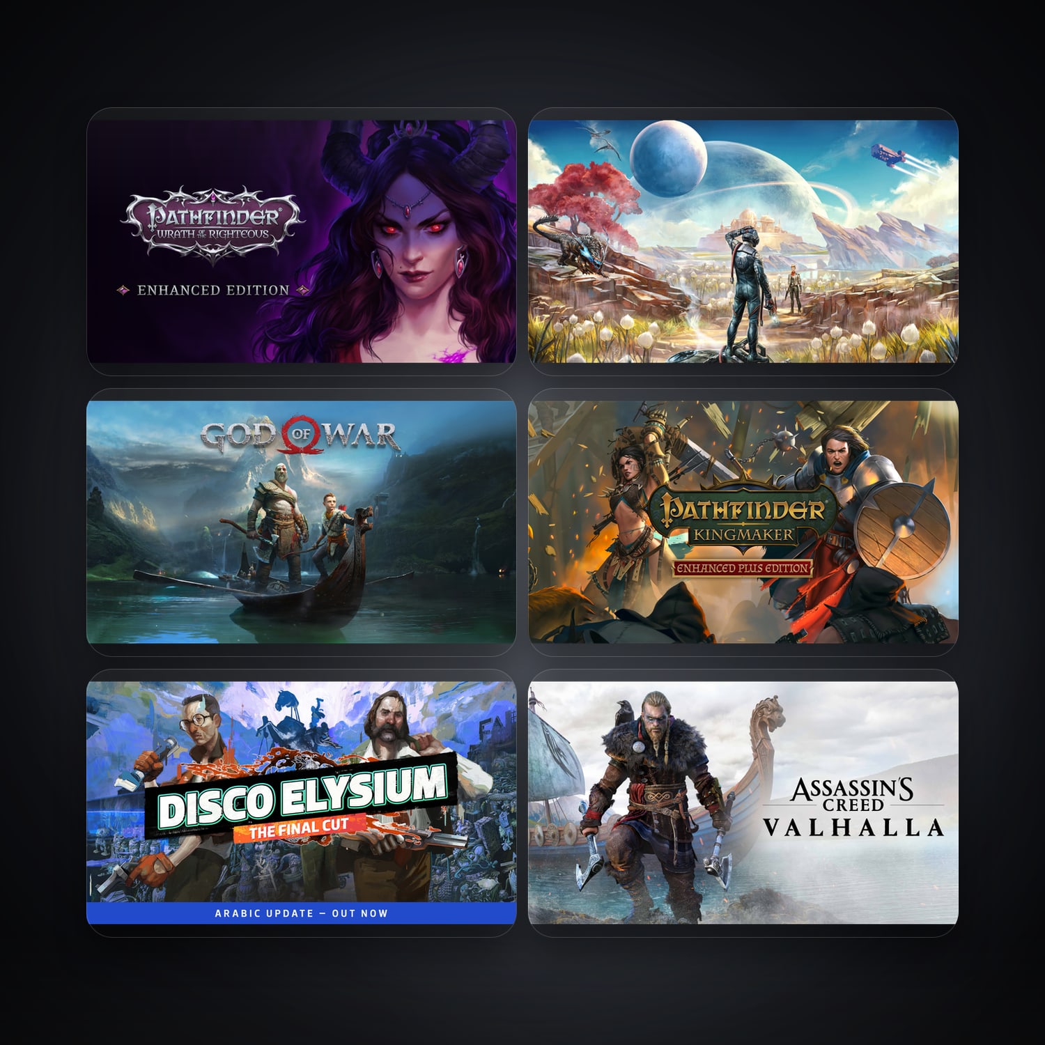 هالحساب إبك فيه Pathfinder: Wrath of the Righteous - Enhanced Edition وThe Outer Worlds، US، 262 ألعاب — HabibiAccounts