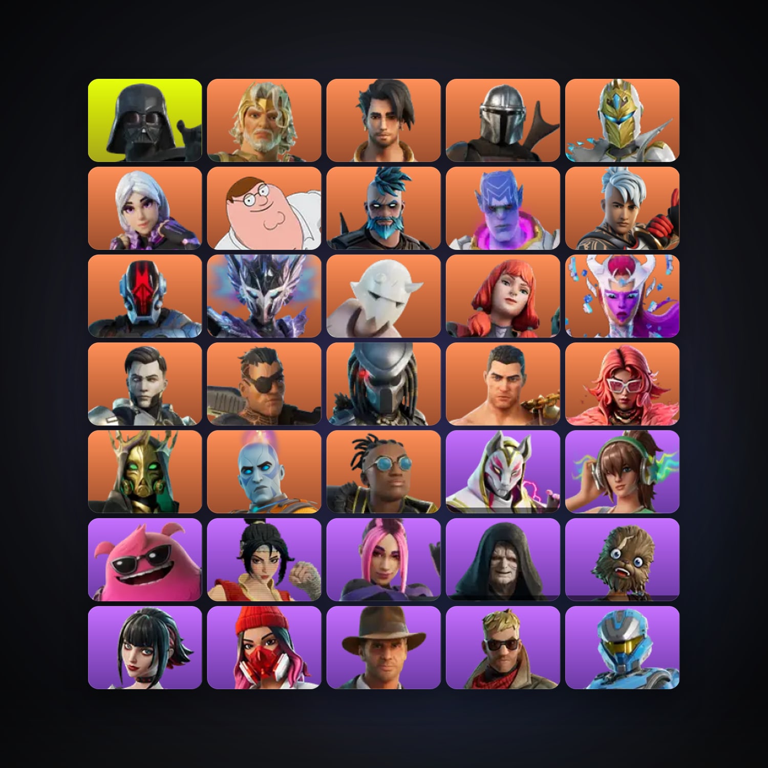 Fortnite locker — 213 skins — 800 V-Bucks — lvl 3893 — HabibiAccounts
