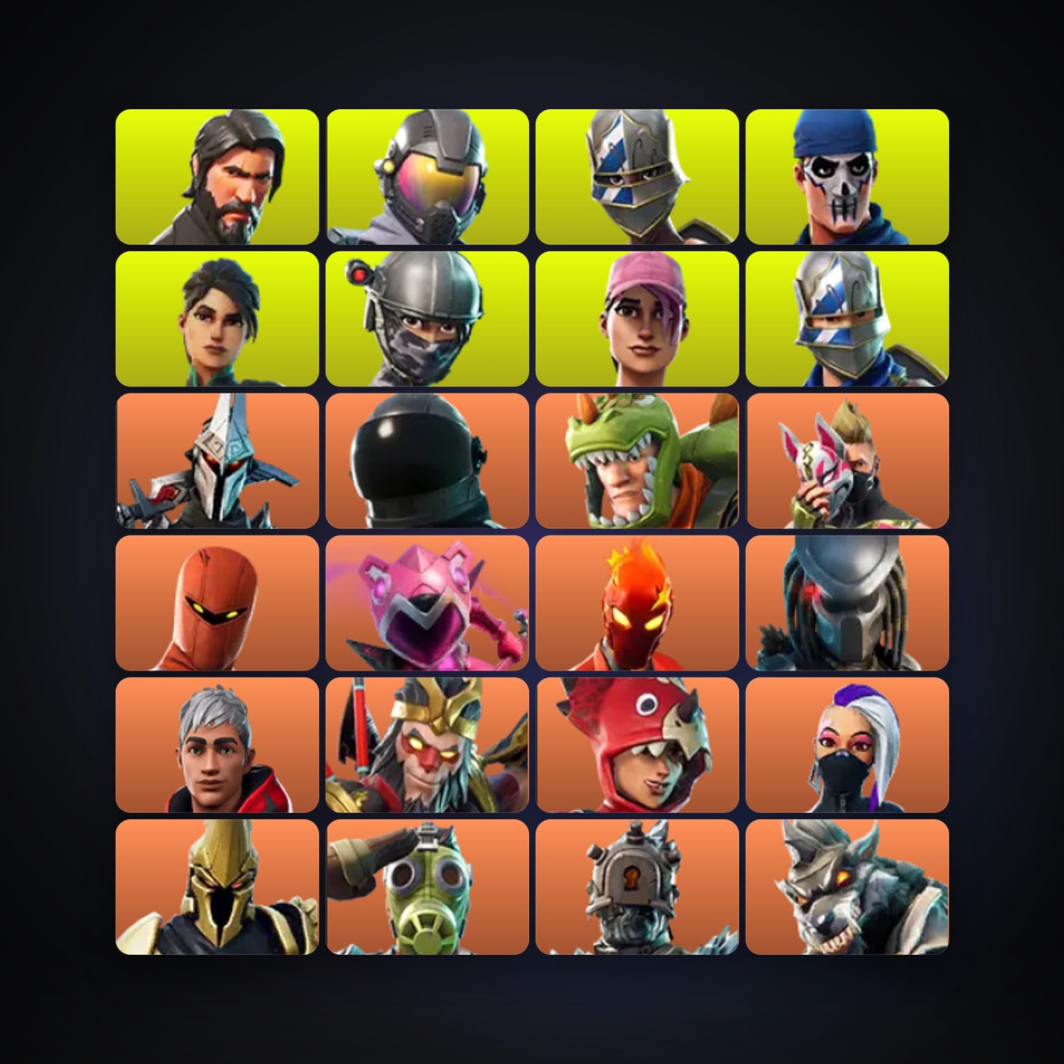 Fortnite locker — 304 skins — 300 V-Bucks — lvl 4085 — HabibiAccounts