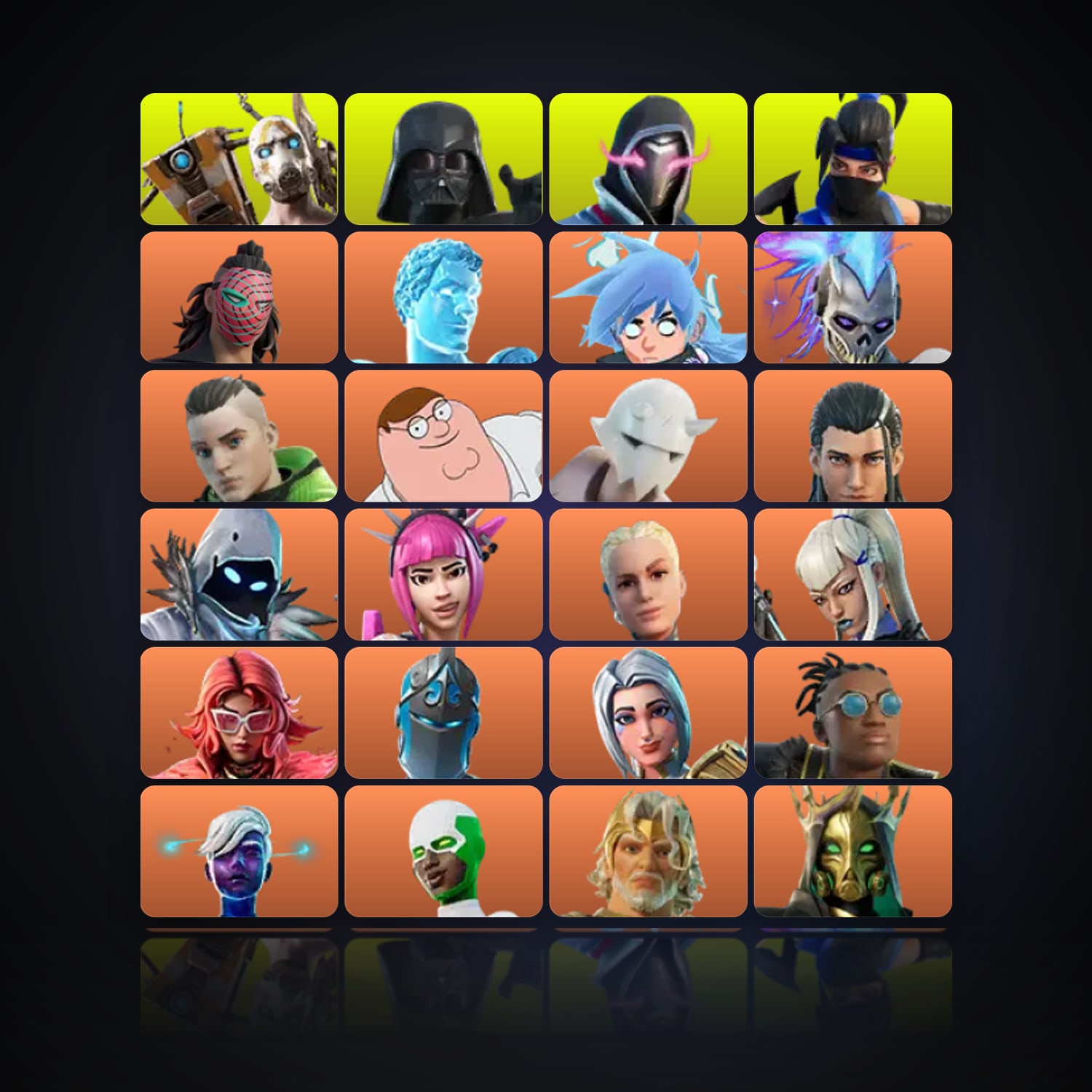 Fortnite locker — 293 skins — 300 V-Bucks — lvl 6326 — HabibiAccounts