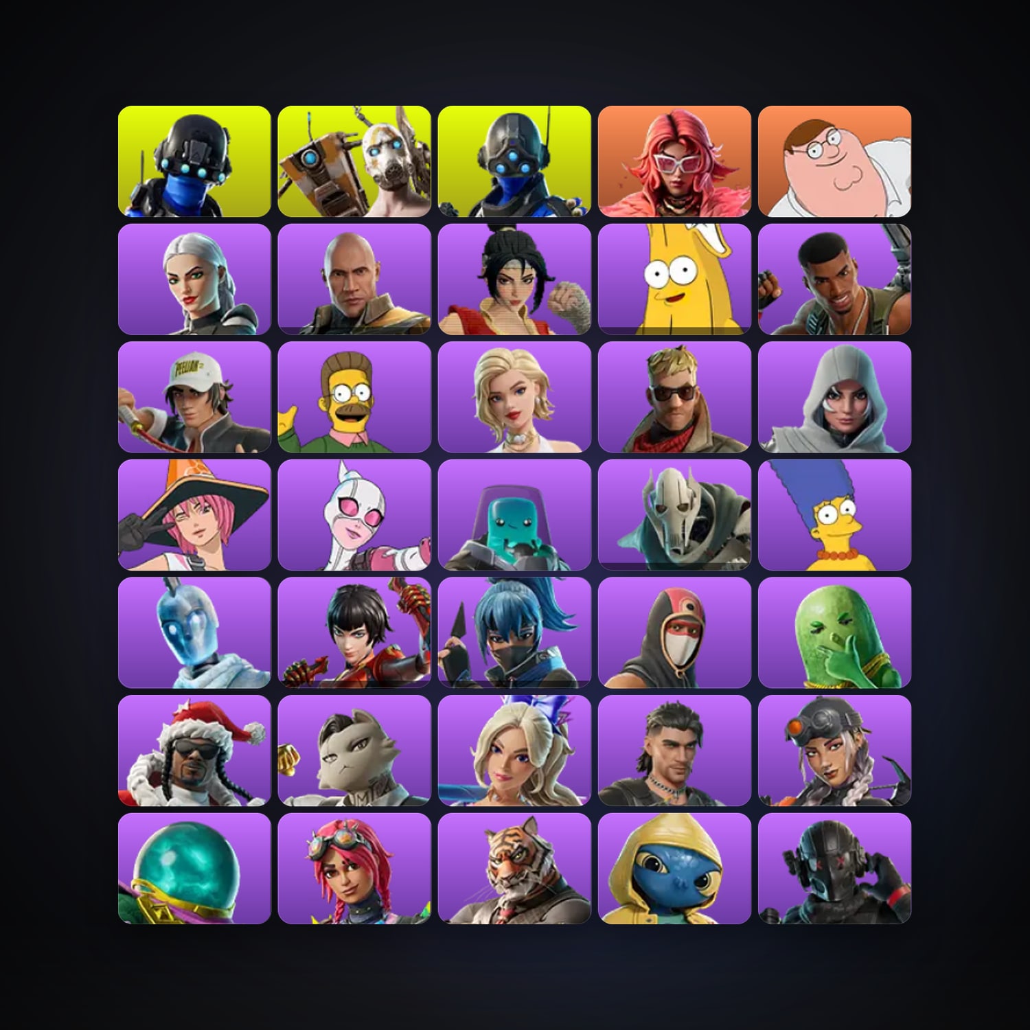 Fortnite locker — 132 skins — 1.2K V-Bucks — lvl 2593 — HabibiAccounts
