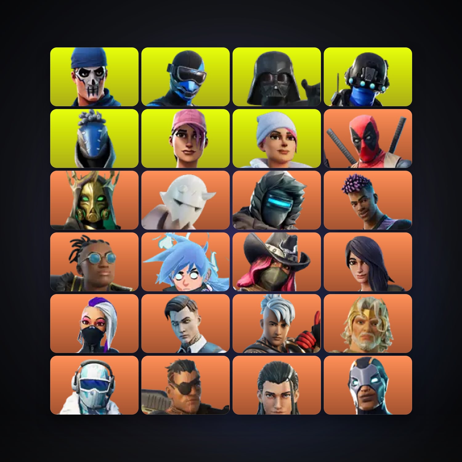 هالحساب فورتنايت، اللوكر مليان 126 سكن، 800 فيبوكس، لفل 2210، 99 فوز — HabibiAccounts