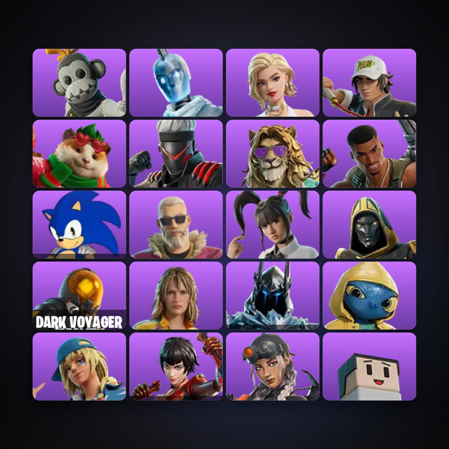 Fortnite locker — 25 skins — 350 V-Bucks — lvl 376 — HabibiAccounts