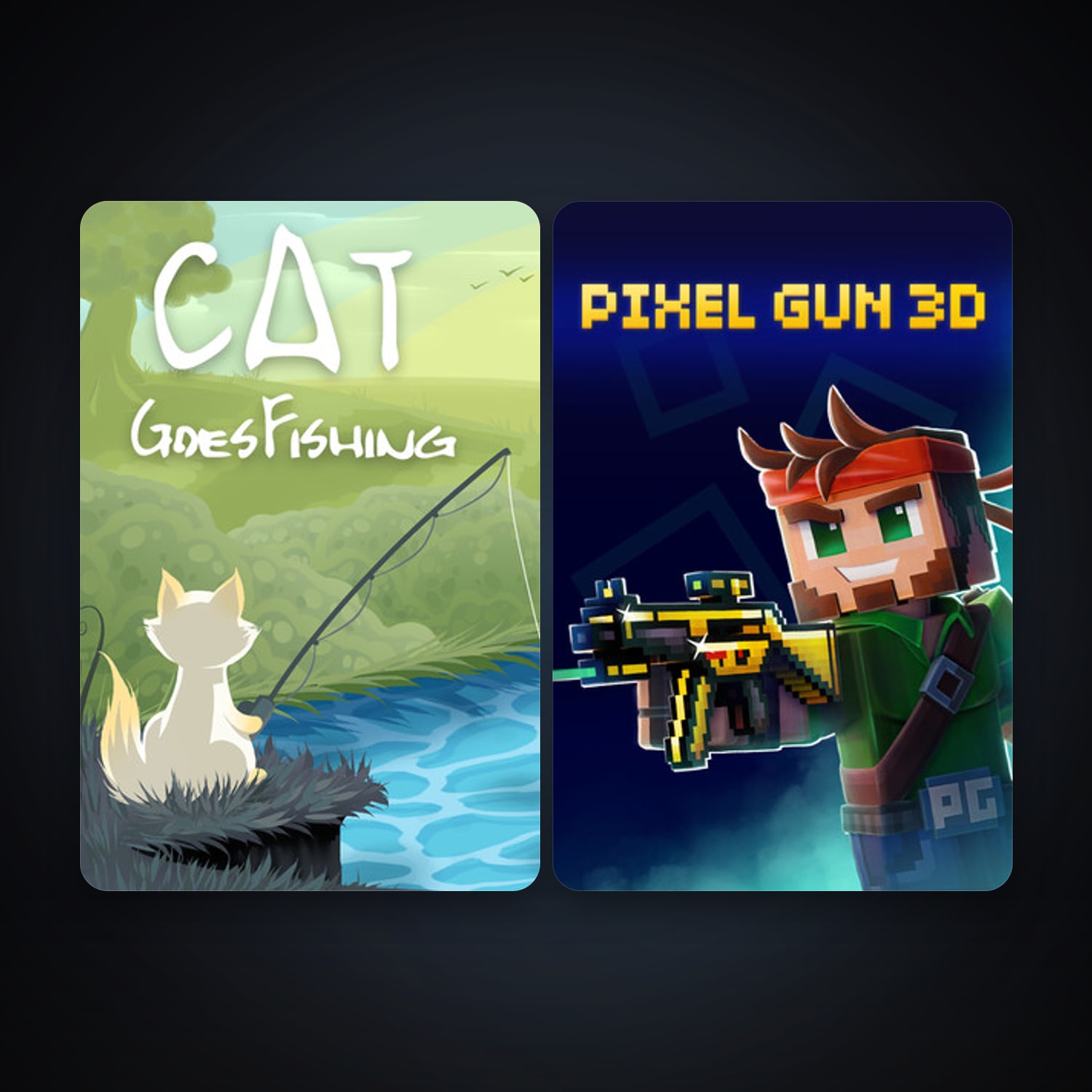 Cat Goes Fishing + Pixel Gun 3D: PC Edition, 5 games, clean — HabibiAccounts