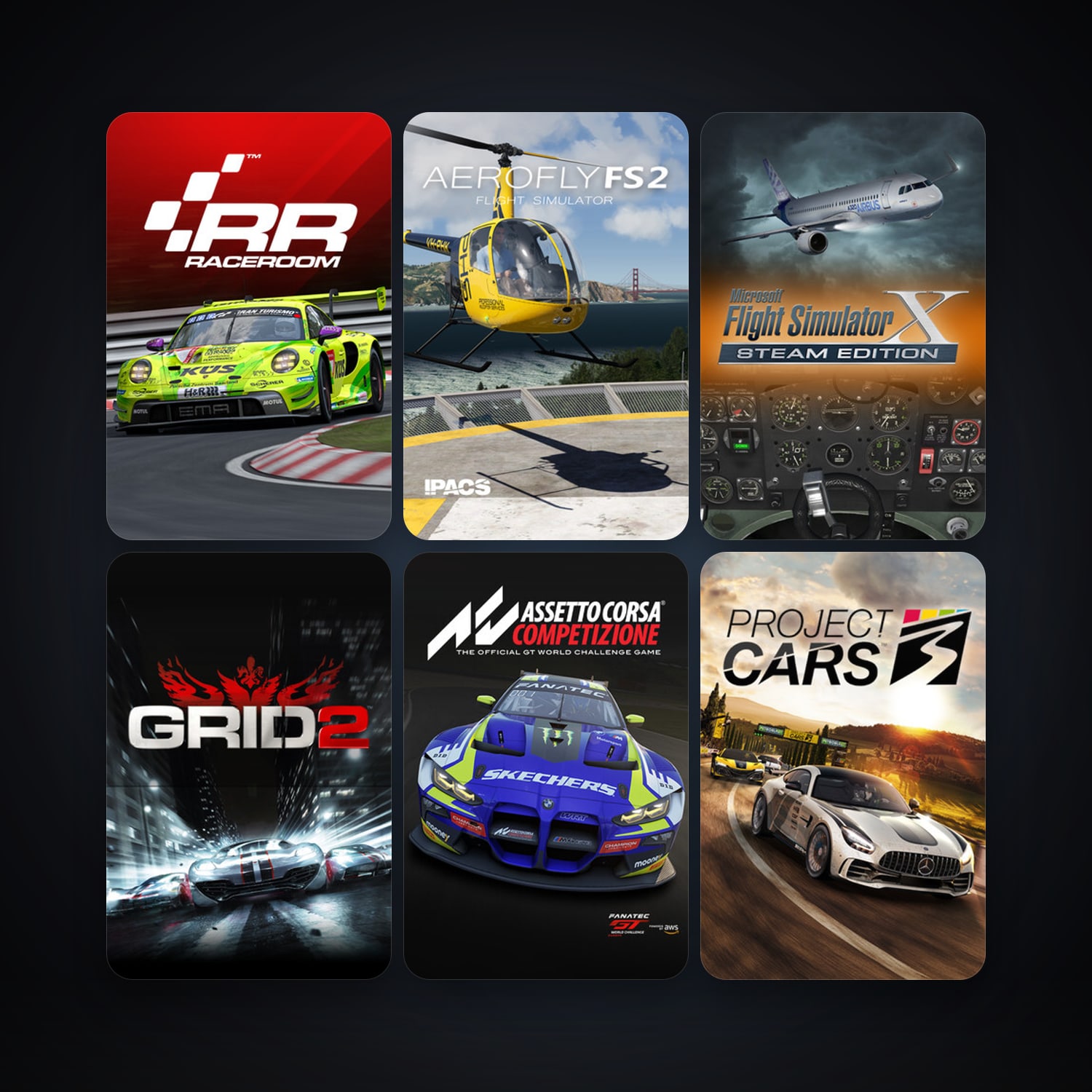 GRID 2 + RaceRoom Racing Experience, 12 games, clean — HabibiAccounts