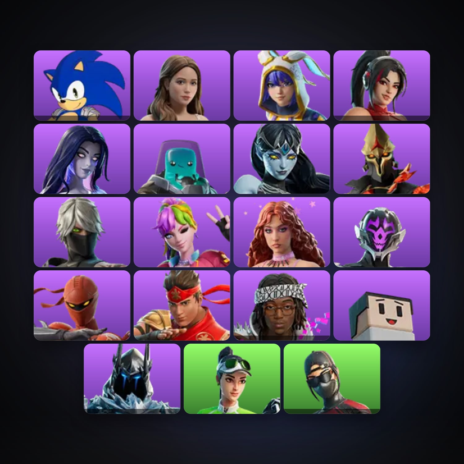 Fortnite locker — 19 skins — 3.8K V-Bucks — lvl 1 — HabibiAccounts