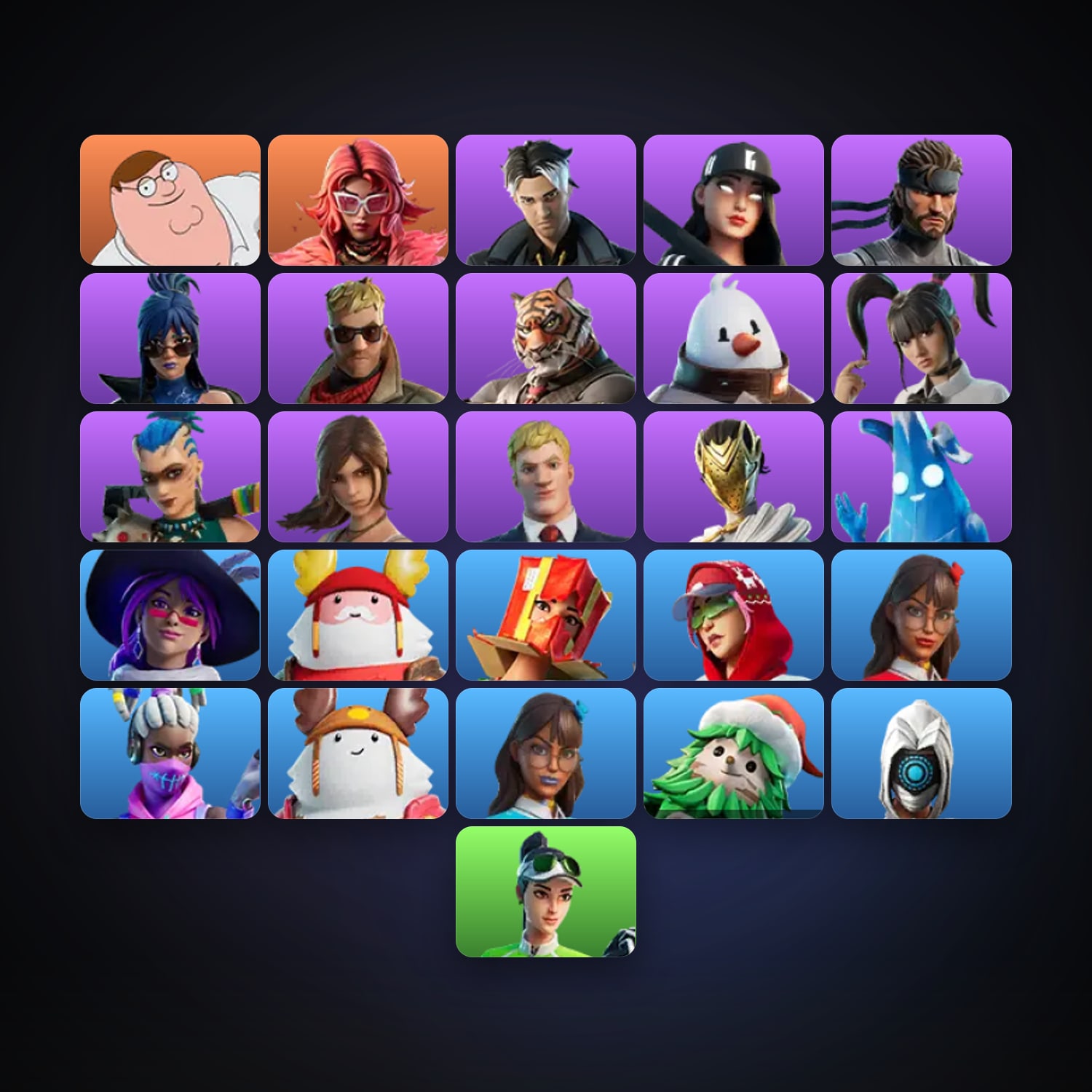 Peter Griffin — Valeria — 26 skins — 100 V-Bucks — lvl 631 — HabibiAccounts