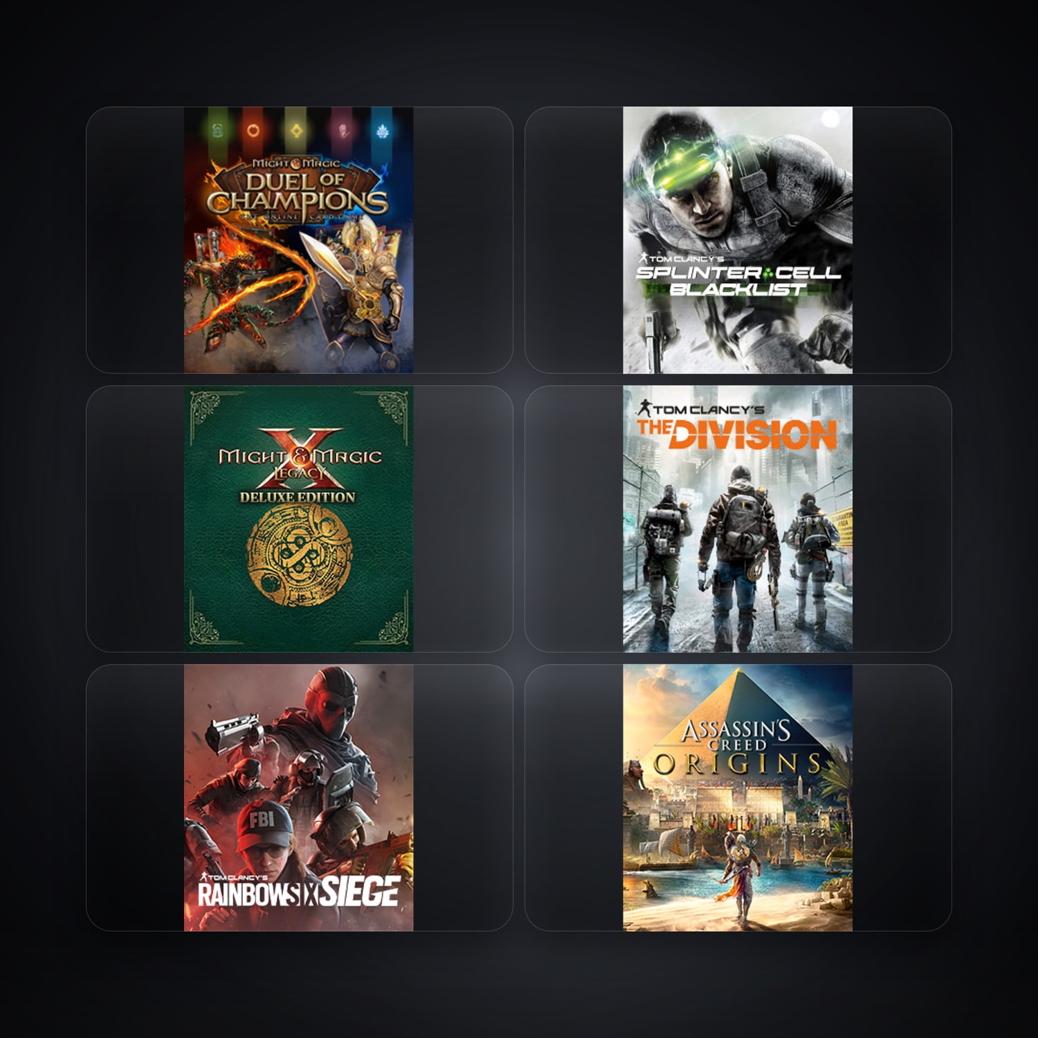 Might & Magic Duel of Champions & Tom Clancy's Splinter Cell Blacklist | 7 Games | R6 1350 — Ubisoft Account — HabibiAccounts