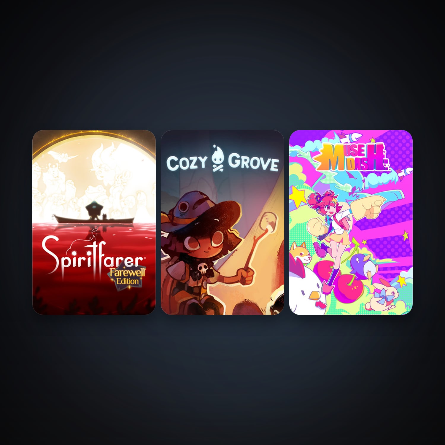Muse Dash + Spiritfarer, 5 games, clean — HabibiAccounts