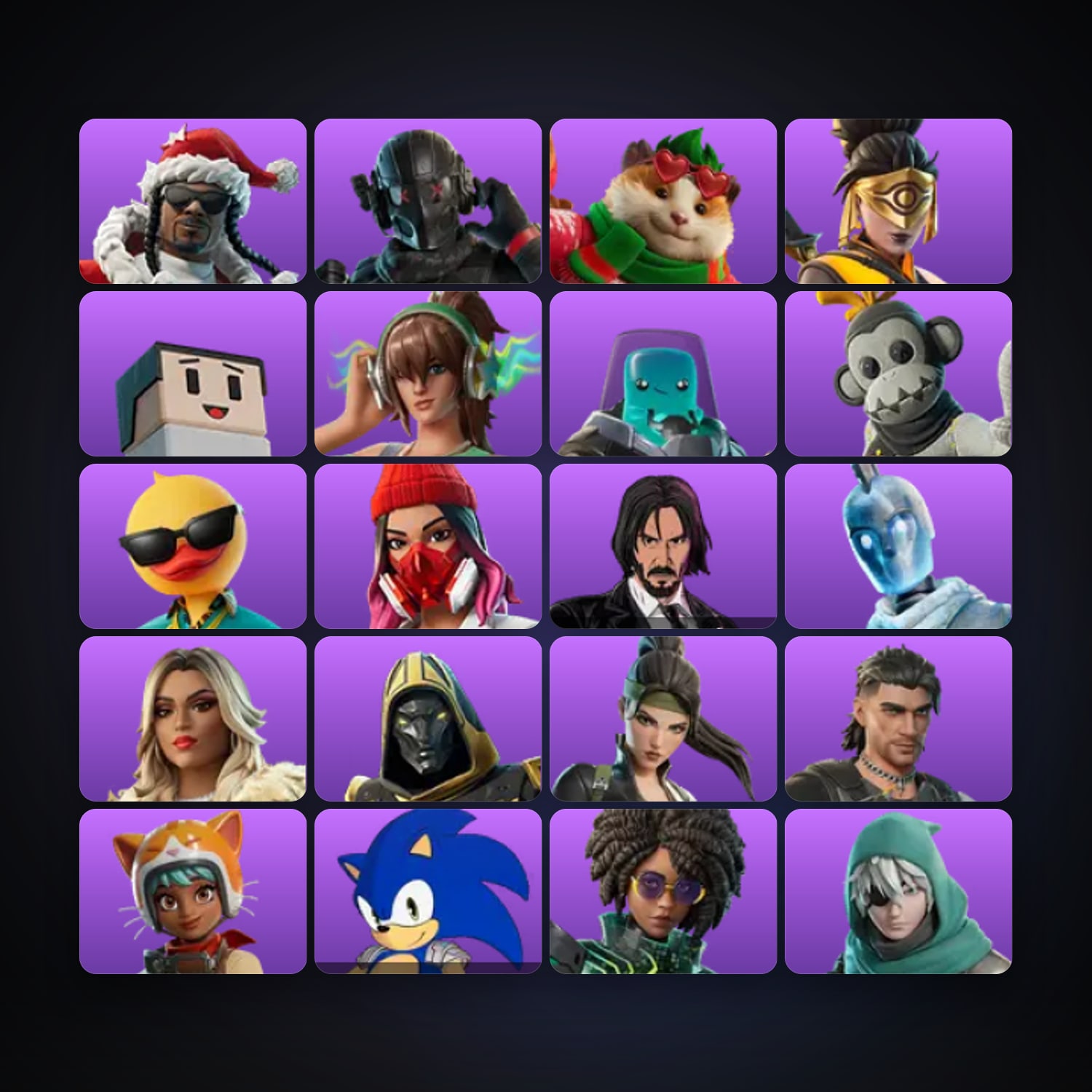 Fortnite locker — 25 skins — 800 V-Bucks — lvl 1485 — HabibiAccounts