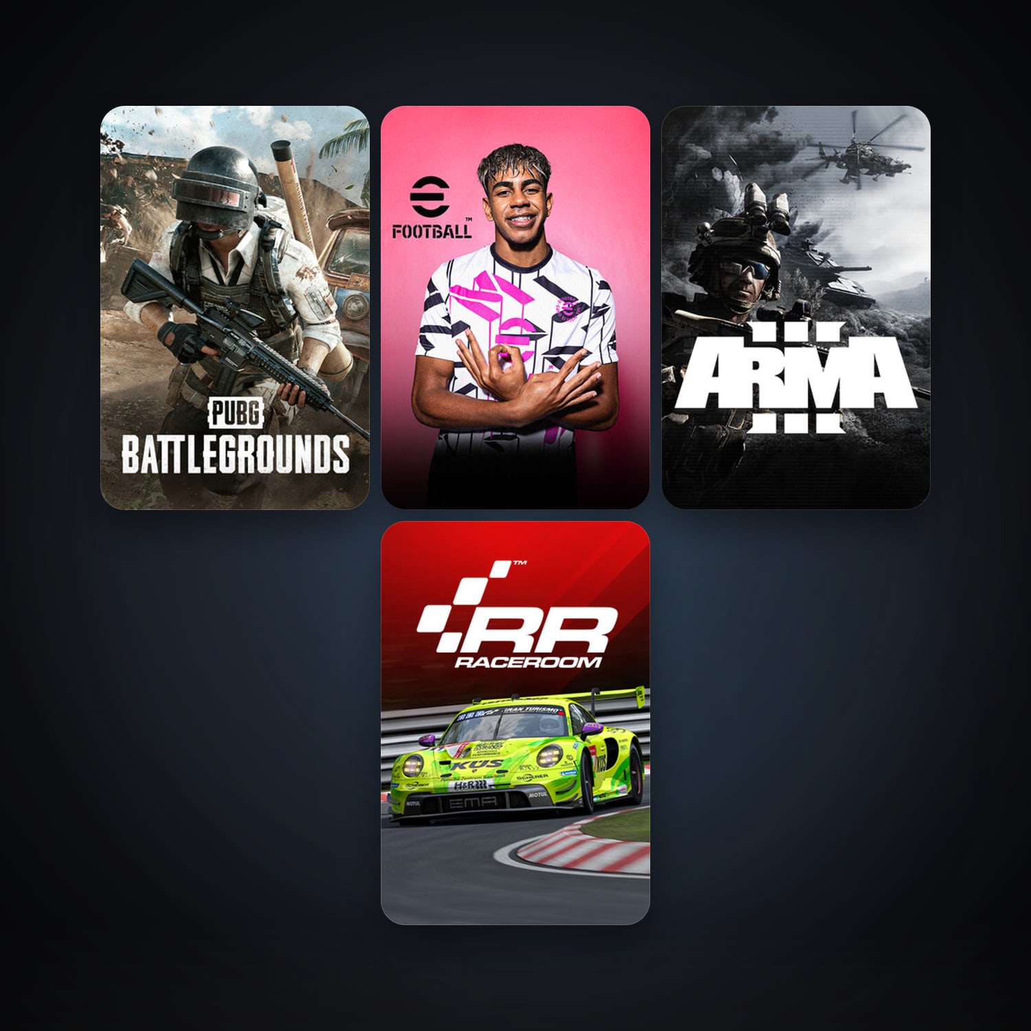 Arma 3 + RaceRoom Racing Experience, 8 games, clean — HabibiAccounts