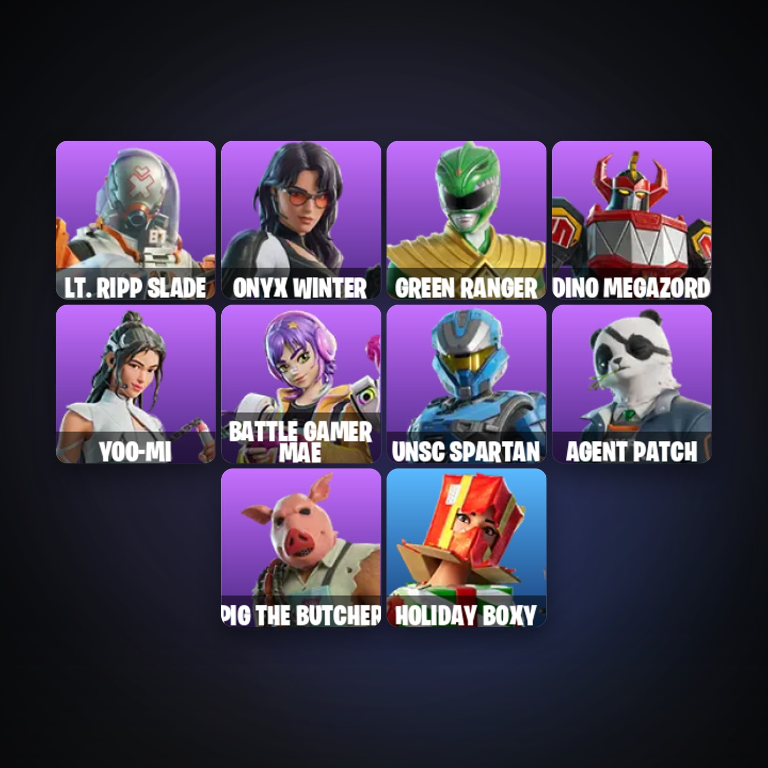 Fortnite locker — 11 skins — 350 V-Bucks — lvl 700 — HabibiAccounts