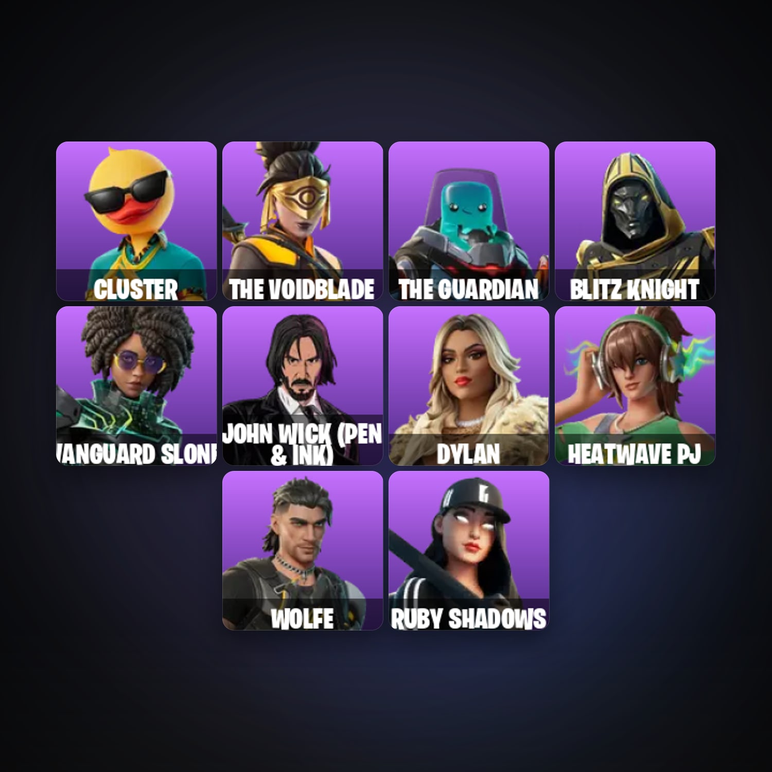 Fortnite locker — 13 skins — 150 V-Bucks — lvl 417 — HabibiAccounts