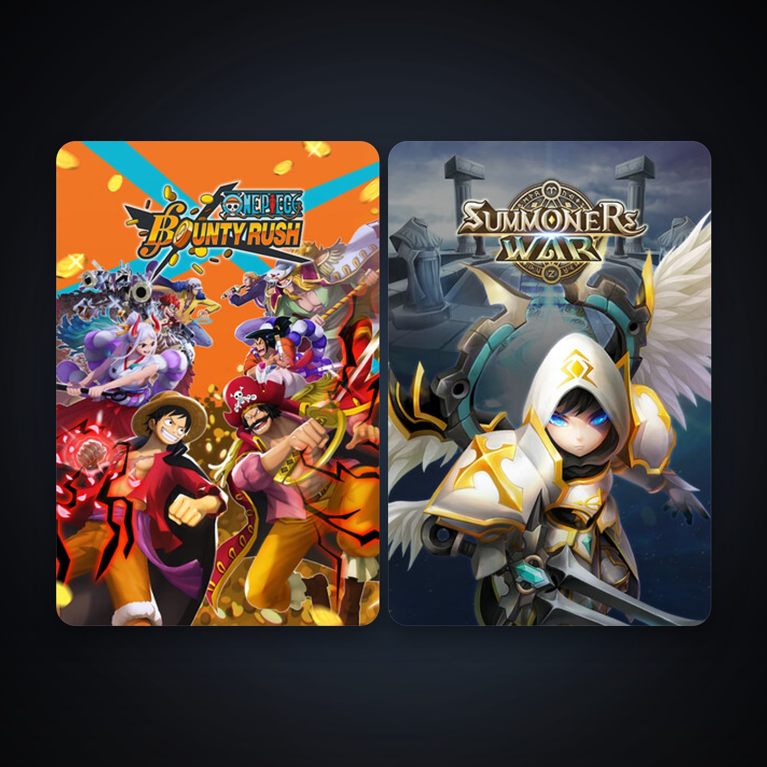 Summoners War + ONE PIECE Bounty Rush, 4 games, clean — HabibiAccounts
