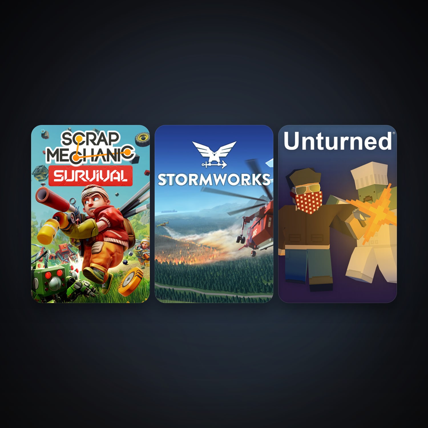 Unturned + Scrap Mechanic, 4 games, clean — HabibiAccounts