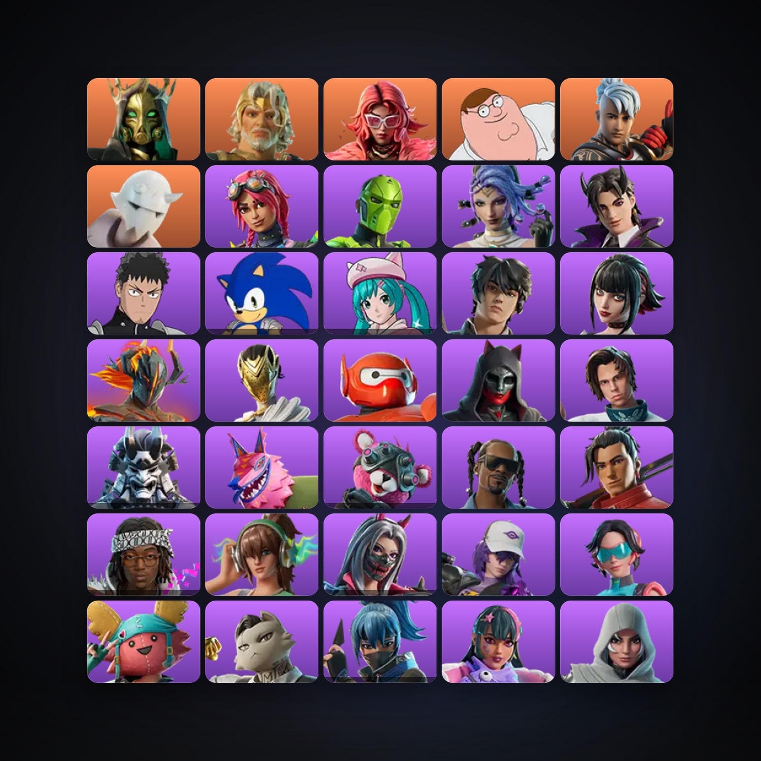 Fortnite locker — 197 skins — 750 V-Bucks — lvl 1719 — HabibiAccounts