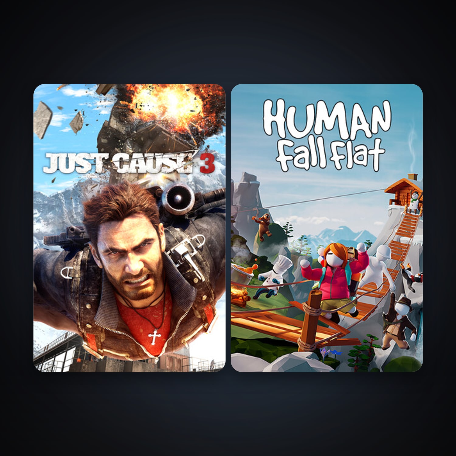 هالحساب ستيم فلين، Just Cause 3 وHuman: Fall Flat، 5 لعبة، صامد واضح — HabibiAccounts