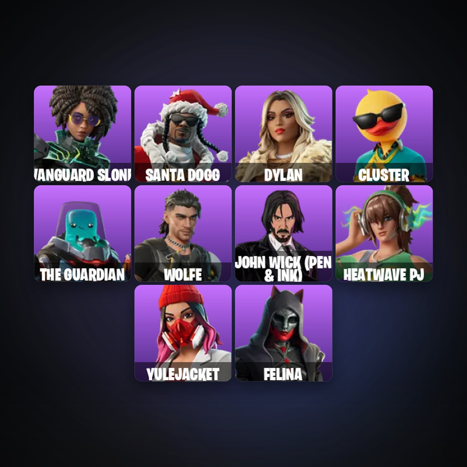 Fortnite locker — 12 skins — 700 V-Bucks — lvl 317 — HabibiAccounts
