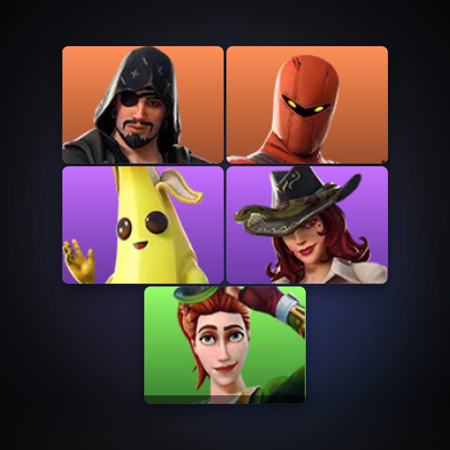 Fortnite locker — 5 skins — 100 V-Bucks — lvl 111 — HabibiAccounts