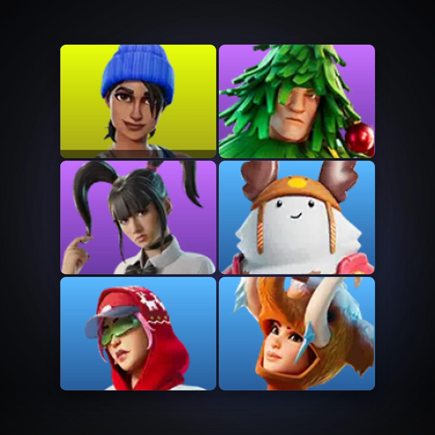 Fortnite locker — 6 skins — 1.6K V-Bucks — lvl 591 — HabibiAccounts