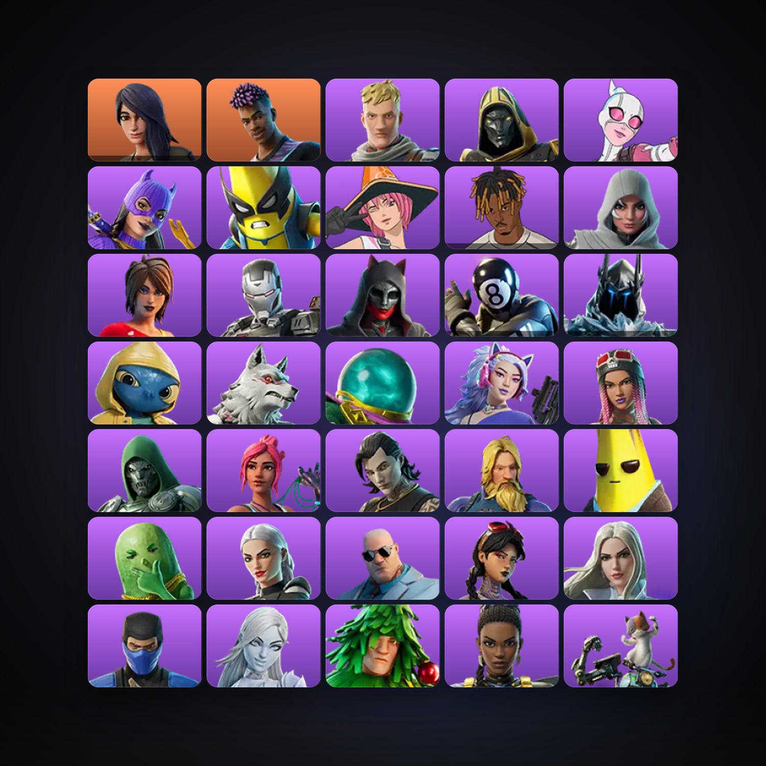 Fortnite locker — 43 skins — 50 V-Bucks — lvl 1024 — HabibiAccounts