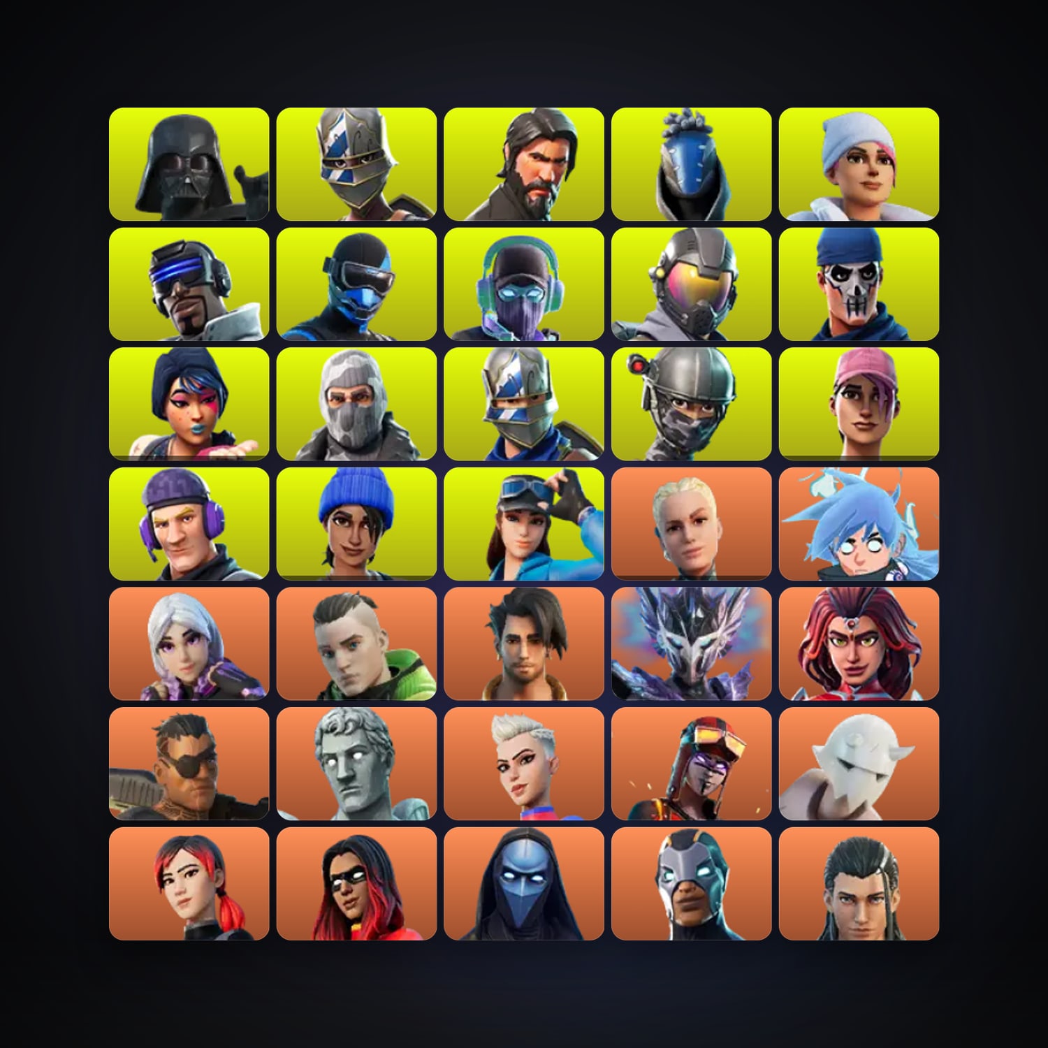 Fortnite locker — 193 skins — 550 V-Bucks — lvl 1936 — HabibiAccounts