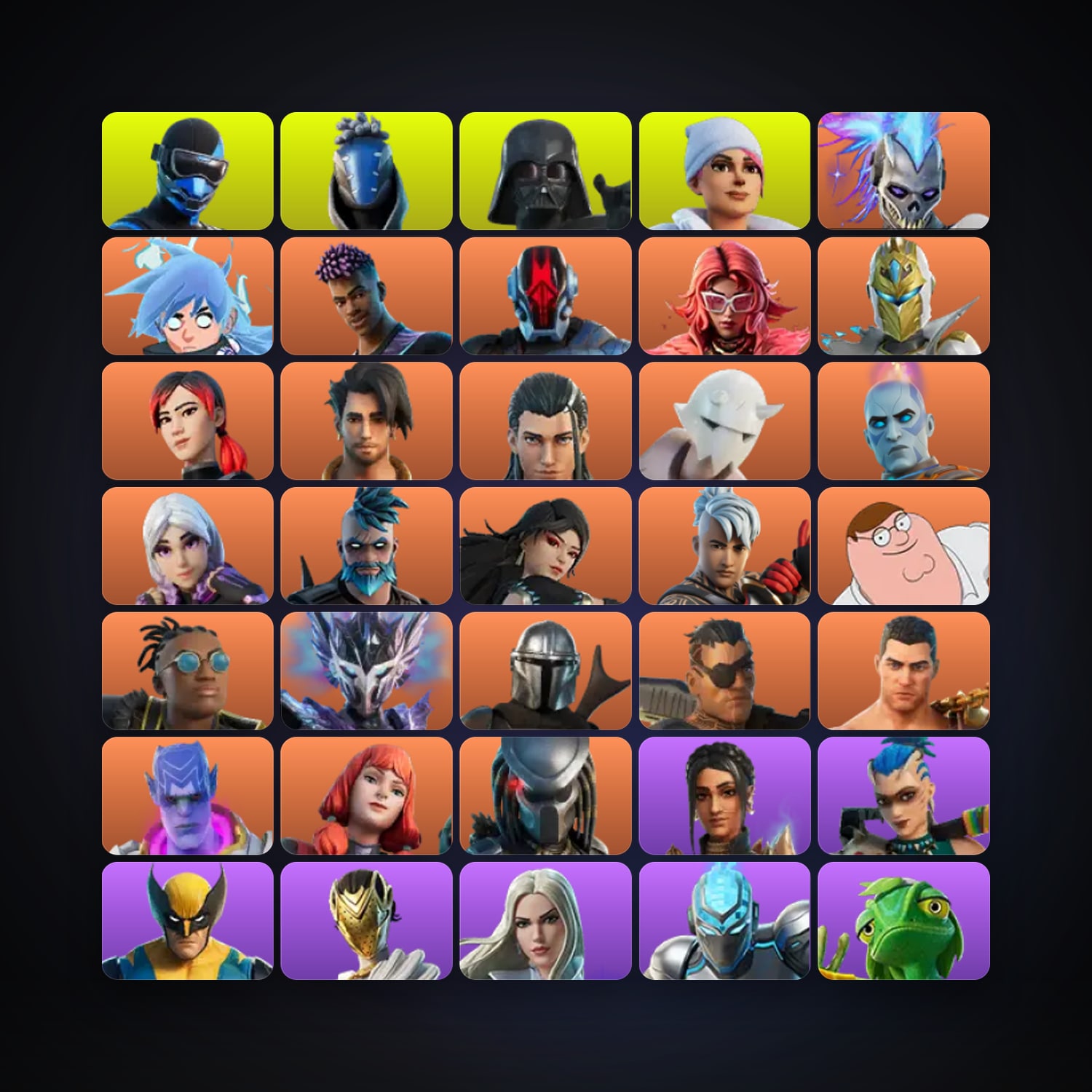 Fortnite locker — 256 skins — 1.2K V-Bucks — lvl 2351 — HabibiAccounts