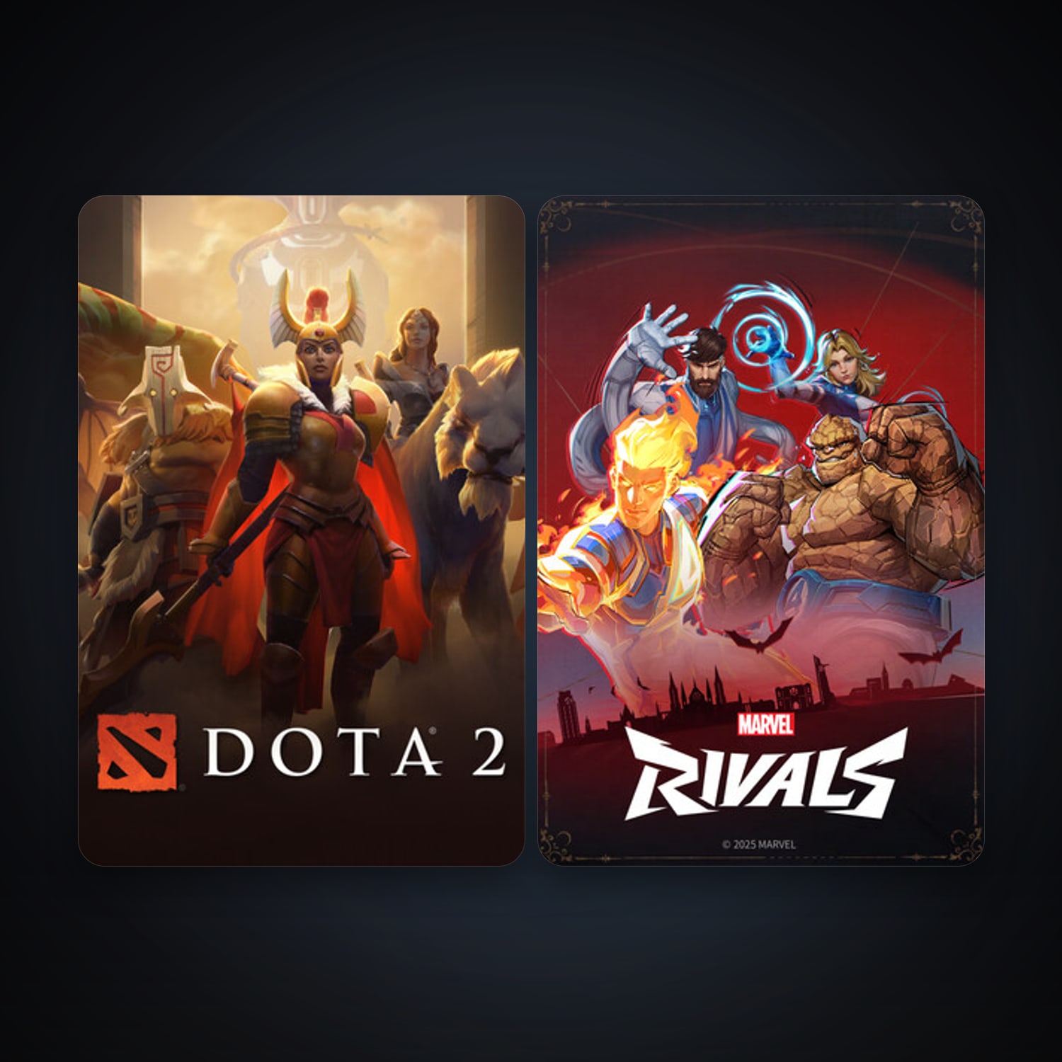 Dota 2 + Marvel Rivals, 2 games, clean — HabibiAccounts