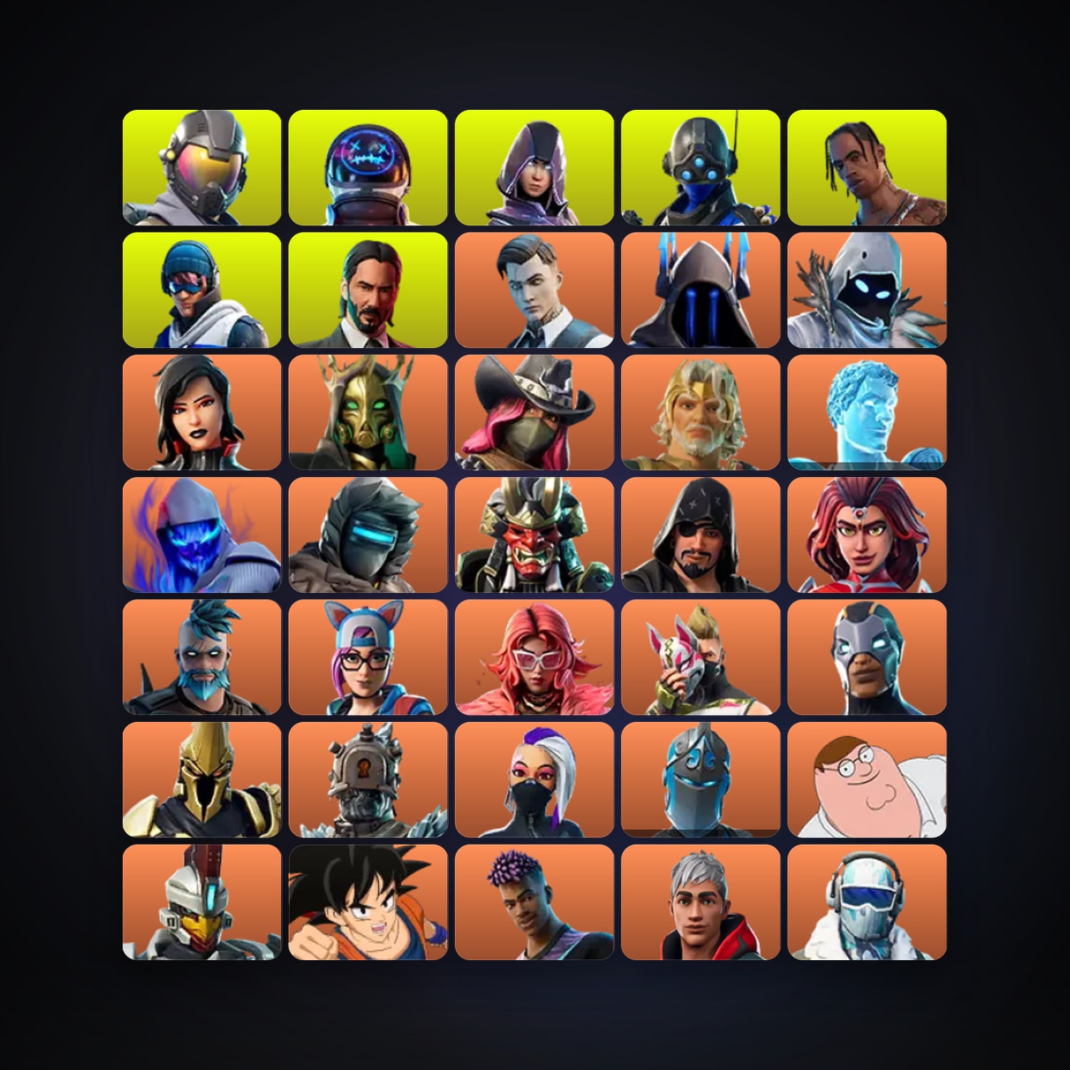 Fortnite locker — 355 skins — 1.4K V-Bucks — lvl 2318 — HabibiAccounts