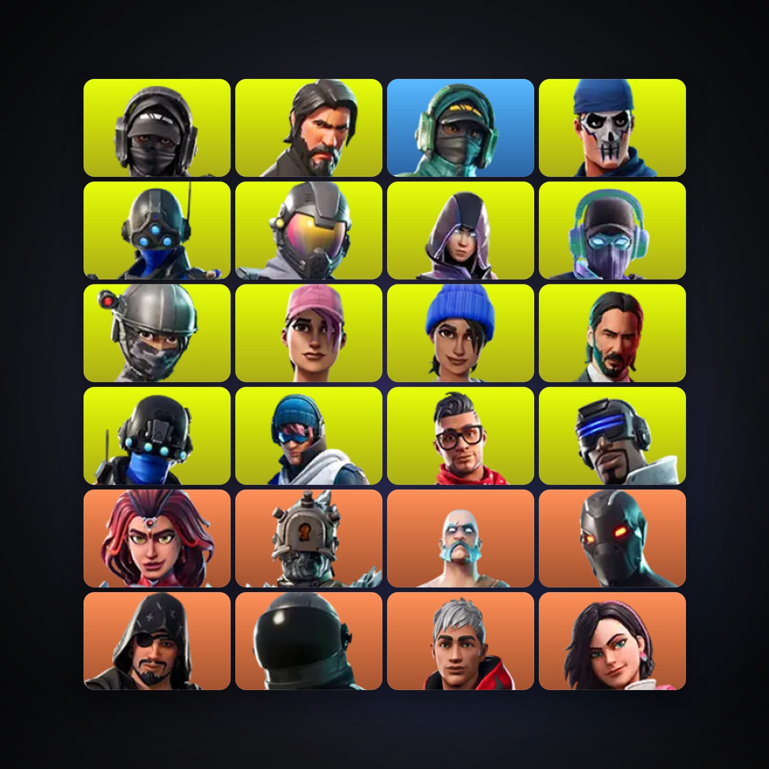 Fortnite locker — 168 skins — 1.1K V-Bucks — lvl 1730 — HabibiAccounts