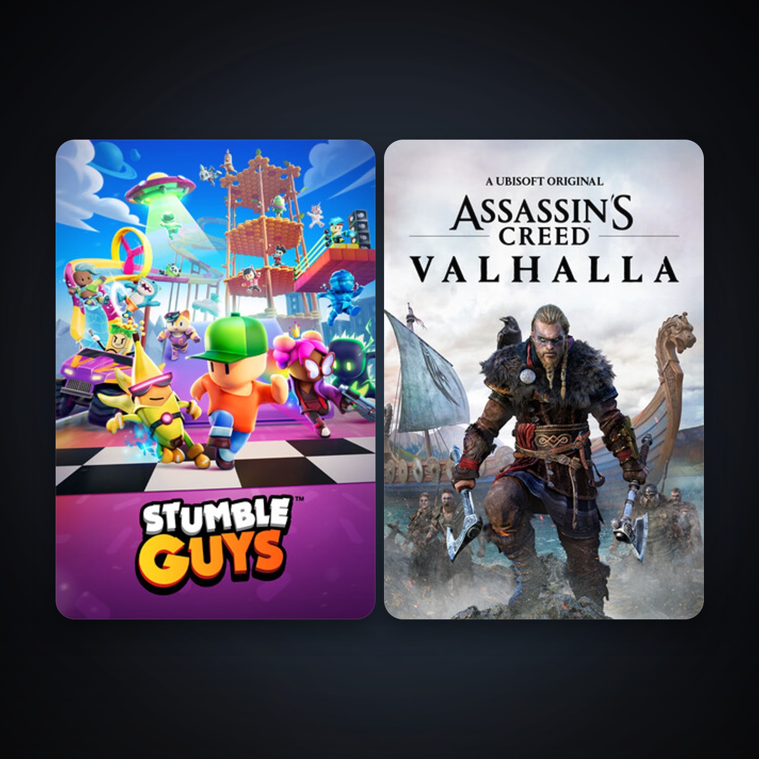 Stumble Guys + Assassin's Creed Valhalla, 2 games, clean — HabibiAccounts