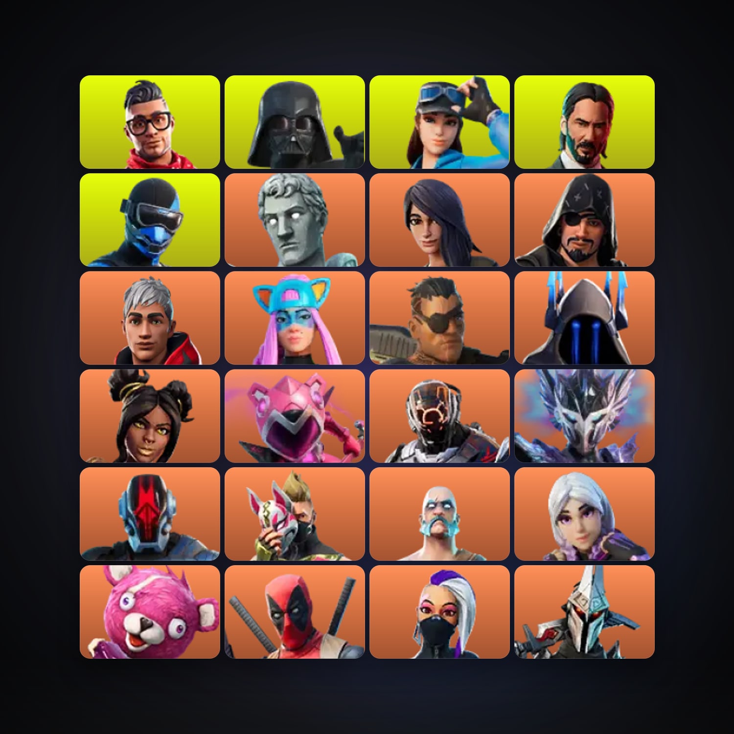 Fortnite locker — 214 skins — 500 V-Bucks — lvl 2474 — HabibiAccounts