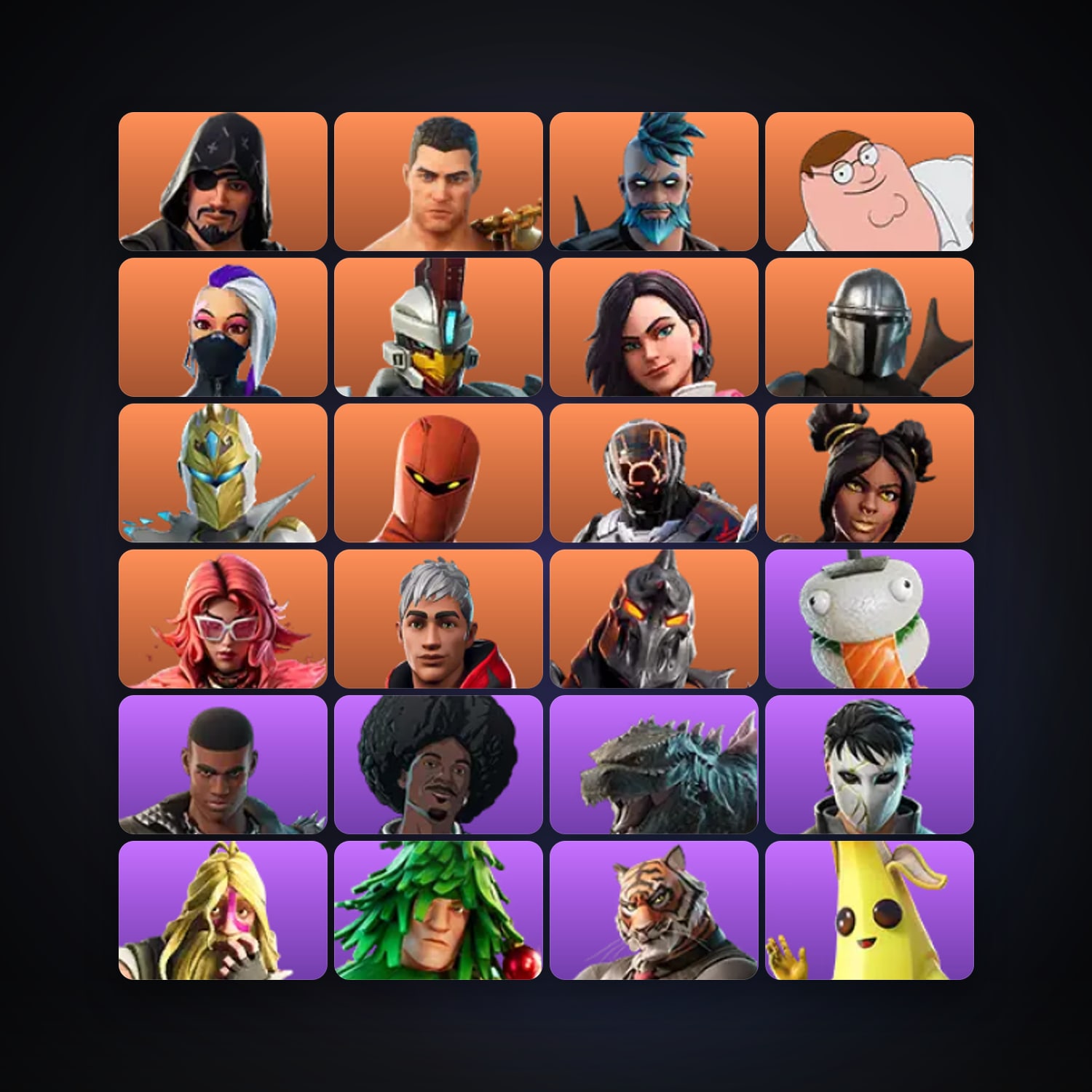 Fortnite locker — 94 skins — 2.6K V-Bucks — lvl 1570 — HabibiAccounts