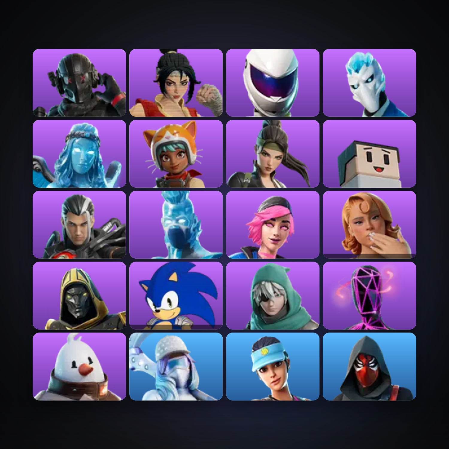Fortnite locker — 24 skins — 200 V-Bucks — lvl 857 — HabibiAccounts