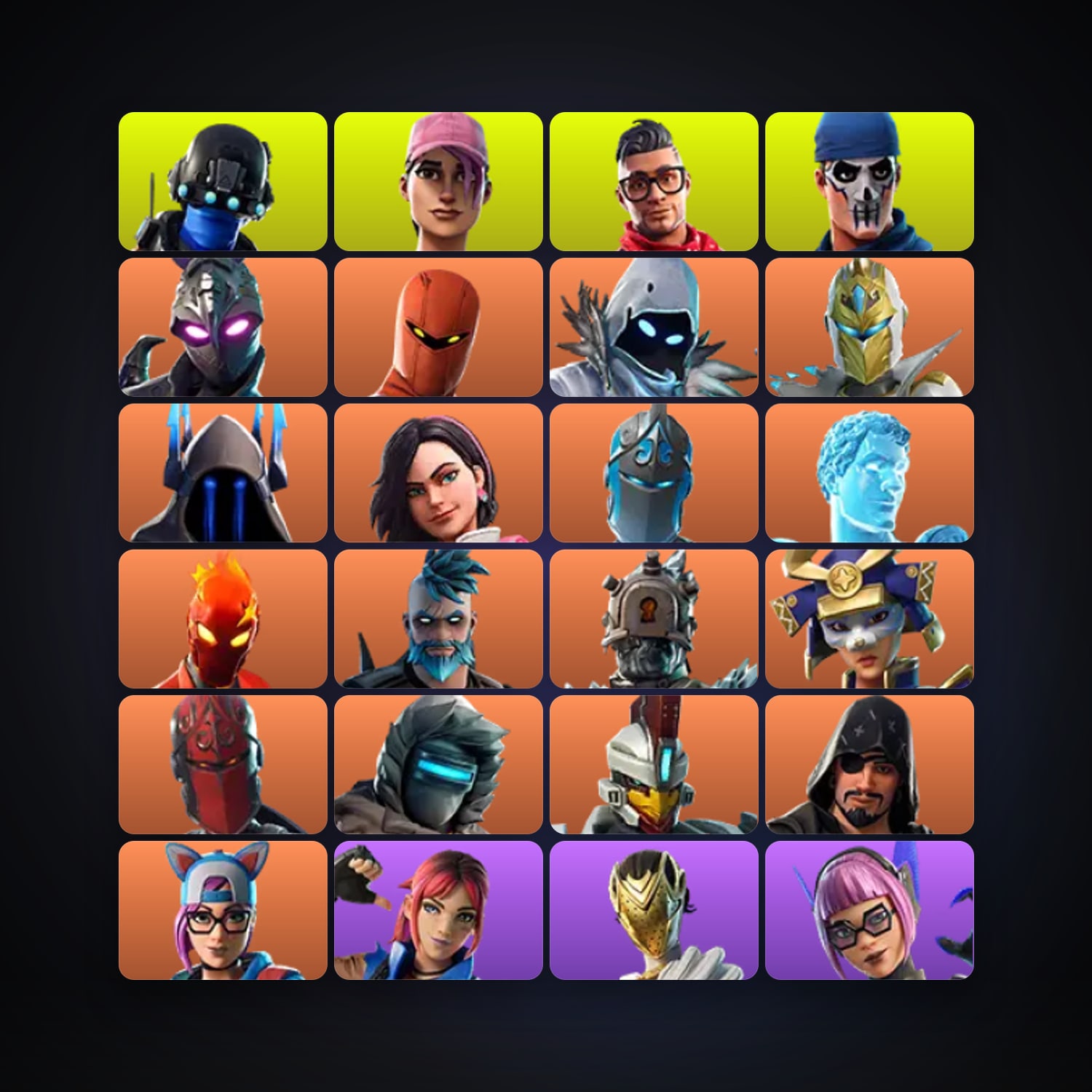 Fortnite locker — 214 skins — 1.1K V-Bucks — lvl 1118 — HabibiAccounts