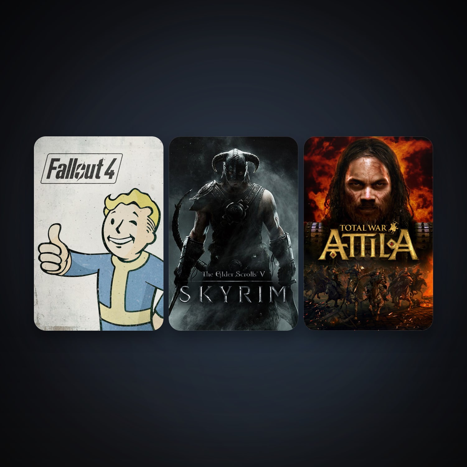 The Elder Scrolls V: Skyrim + Total War: ATTILA, 4 games, clean — HabibiAccounts