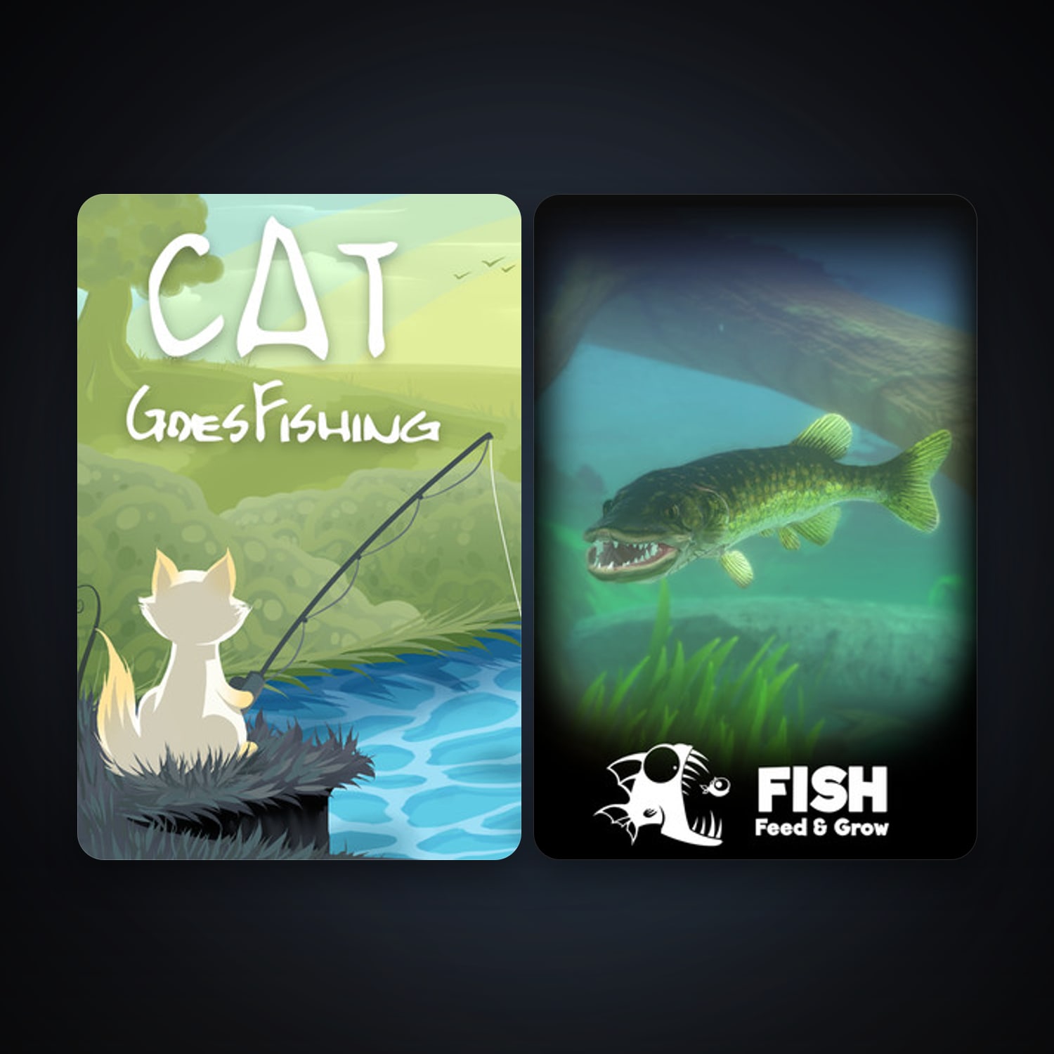 Cat Goes Fishing + Feed and Grow: Fish, 2 games, clean — HabibiAccounts