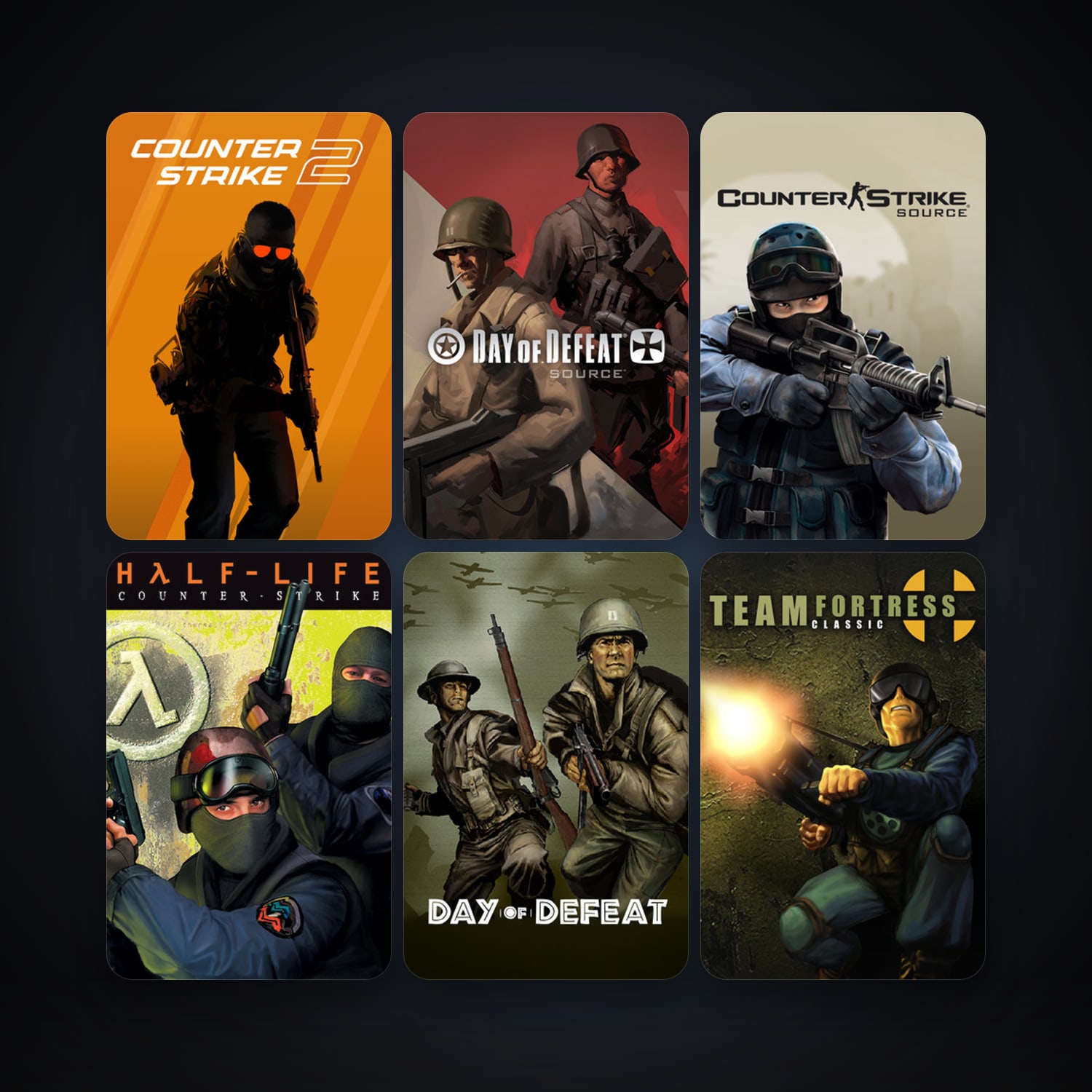 Counter-Strike + Team Fortress Classic, 20 games, Steam 11, clean — HabibiAccounts