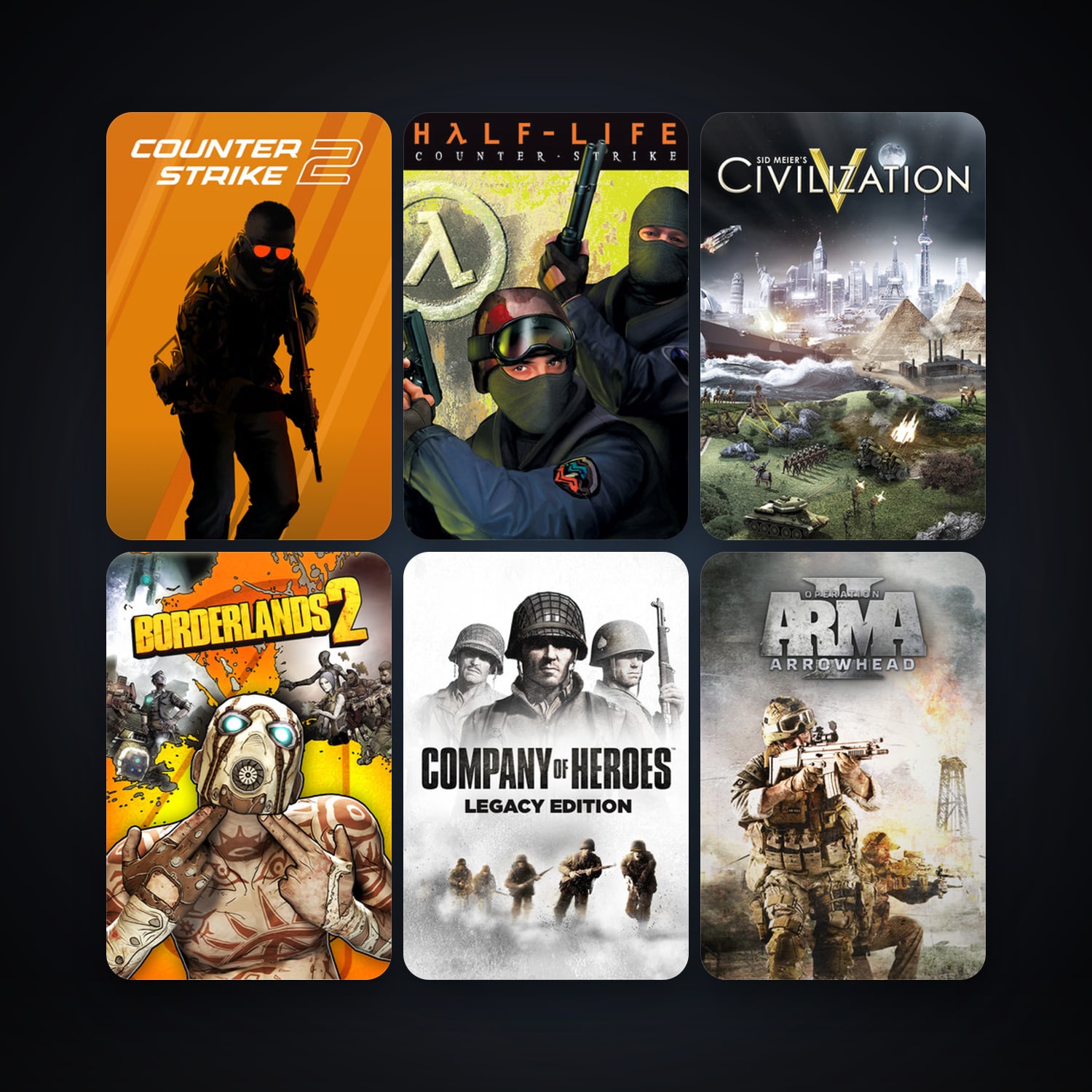 Counter-Strike + Team Fortress Classic, 18 games, Steam 10, clean — HabibiAccounts