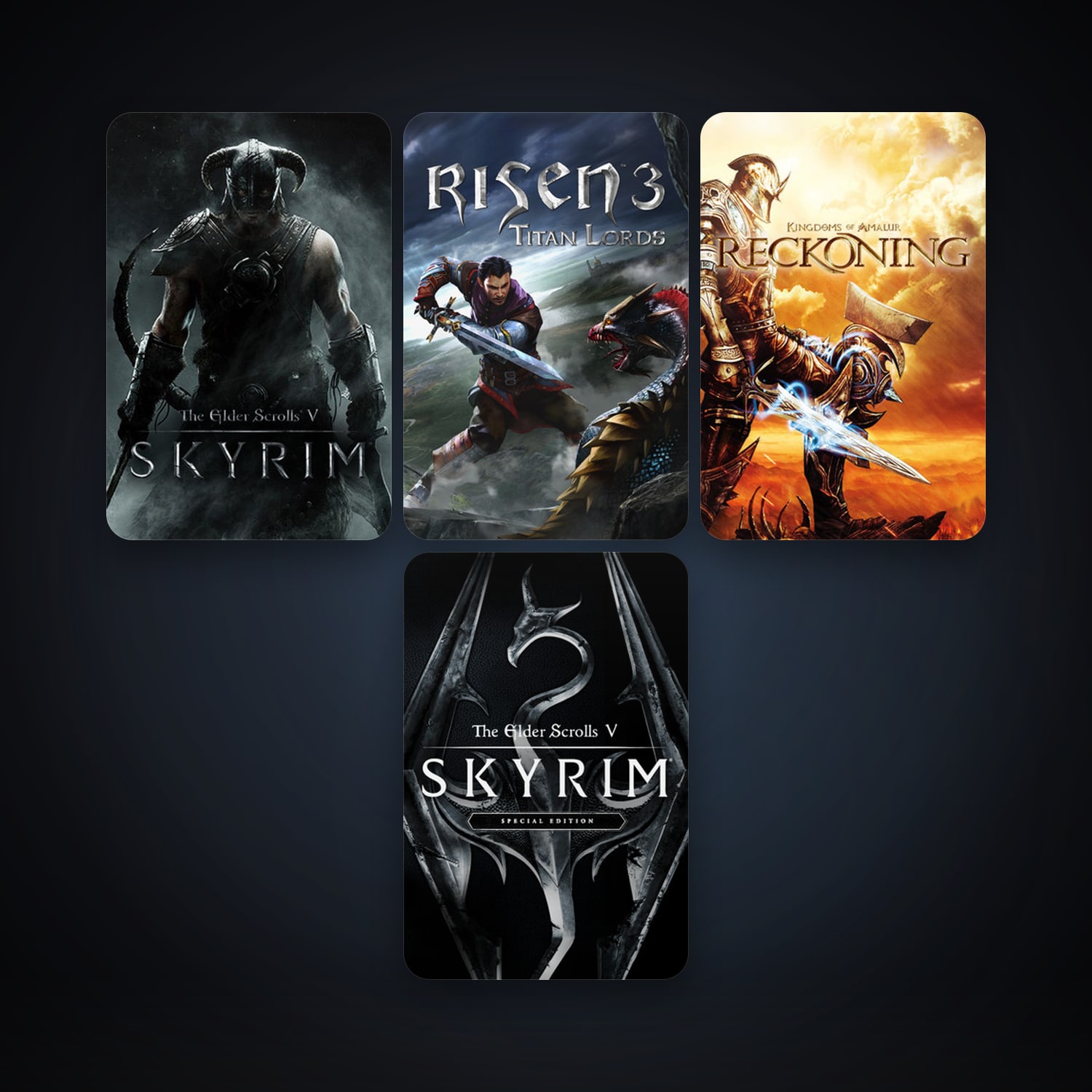 The Elder Scrolls V: Skyrim + Kingdoms of Amalur: Reckoning, 5 games, clean — HabibiAccounts