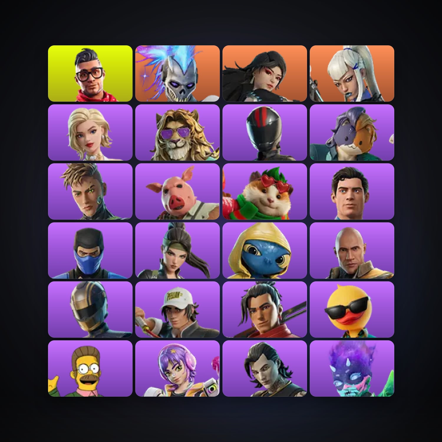 Fortnite locker — 113 skins — 650 V-Bucks — lvl 1774 — HabibiAccounts